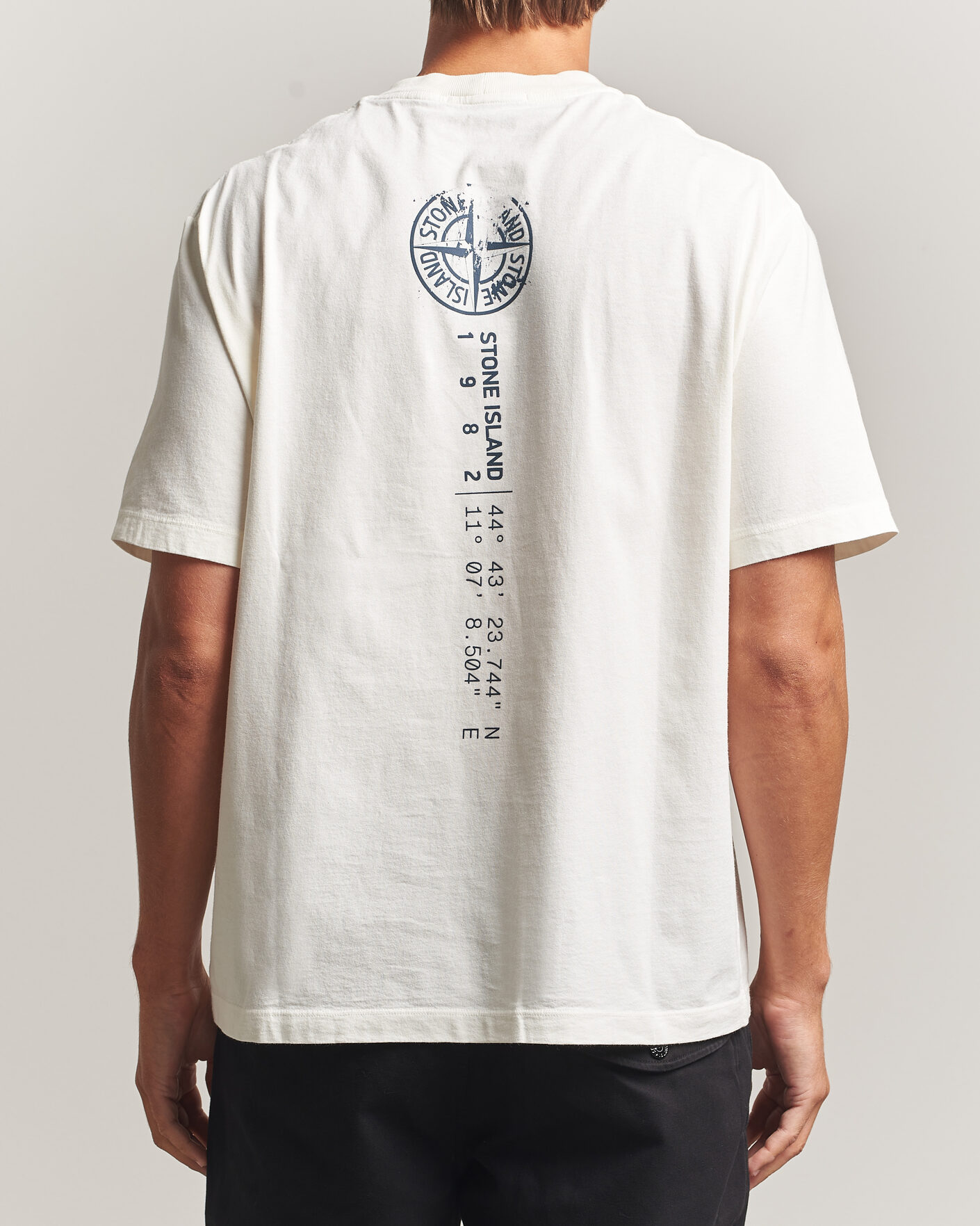 Herren | T-Shirts | Stone Island | Vertical Placement Print Cotton T-Shirt Ivory