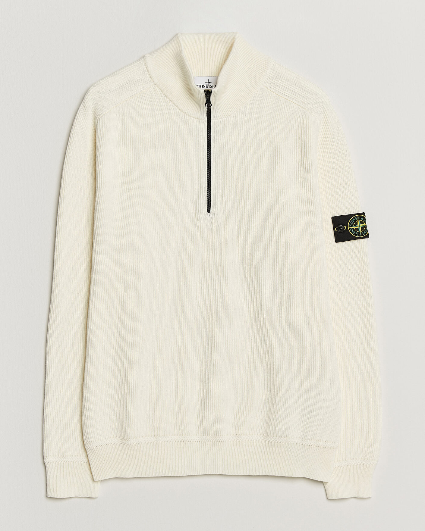 Herren | Pullover | Stone Island | Ribbed Soft Organic Cotton Half-Zip Ivory