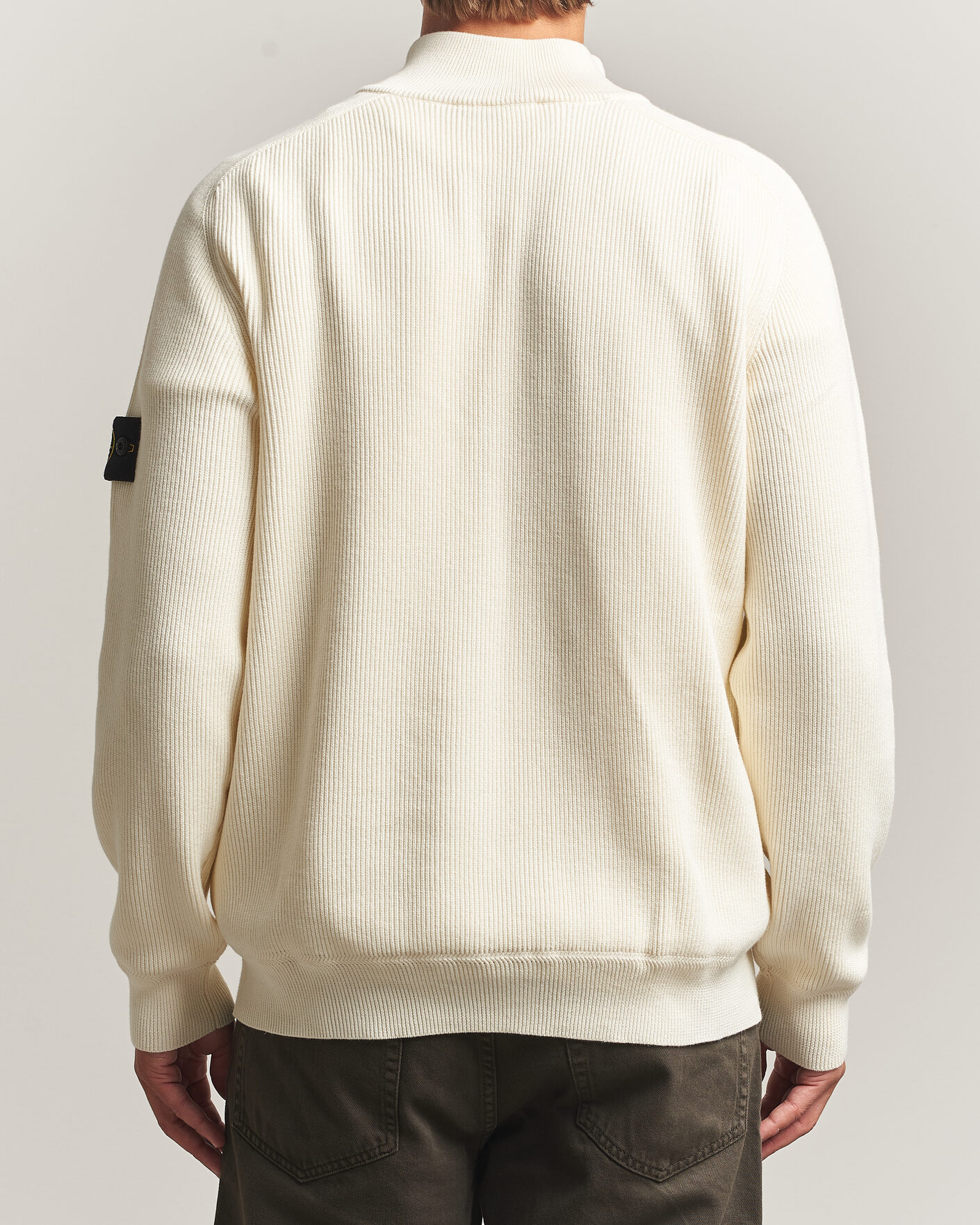 Herren | Pullover | Stone Island | Ribbed Soft Organic Cotton Half-Zip Ivory