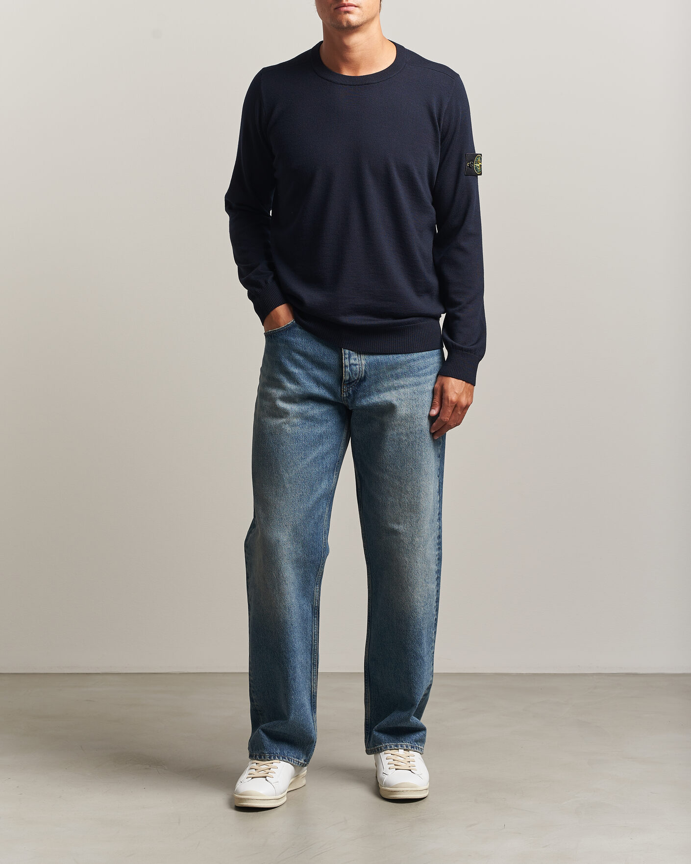 Herren | Pullover | Stone Island | Light Pure Wool Crew Neck Navy Blue