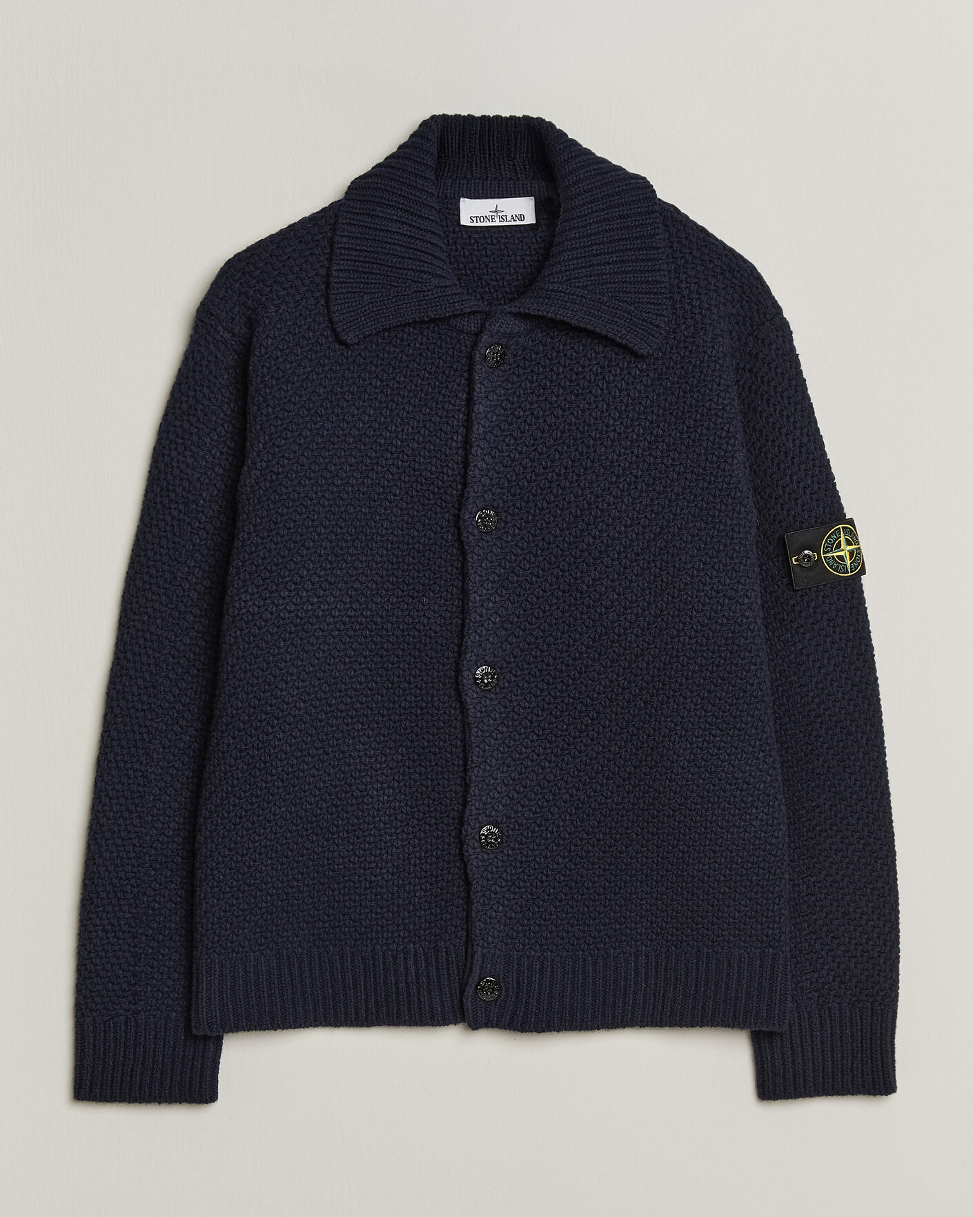 Herren | Pullover | Stone Island | Basket Stitch Lambswool Cardigan Navy Blue