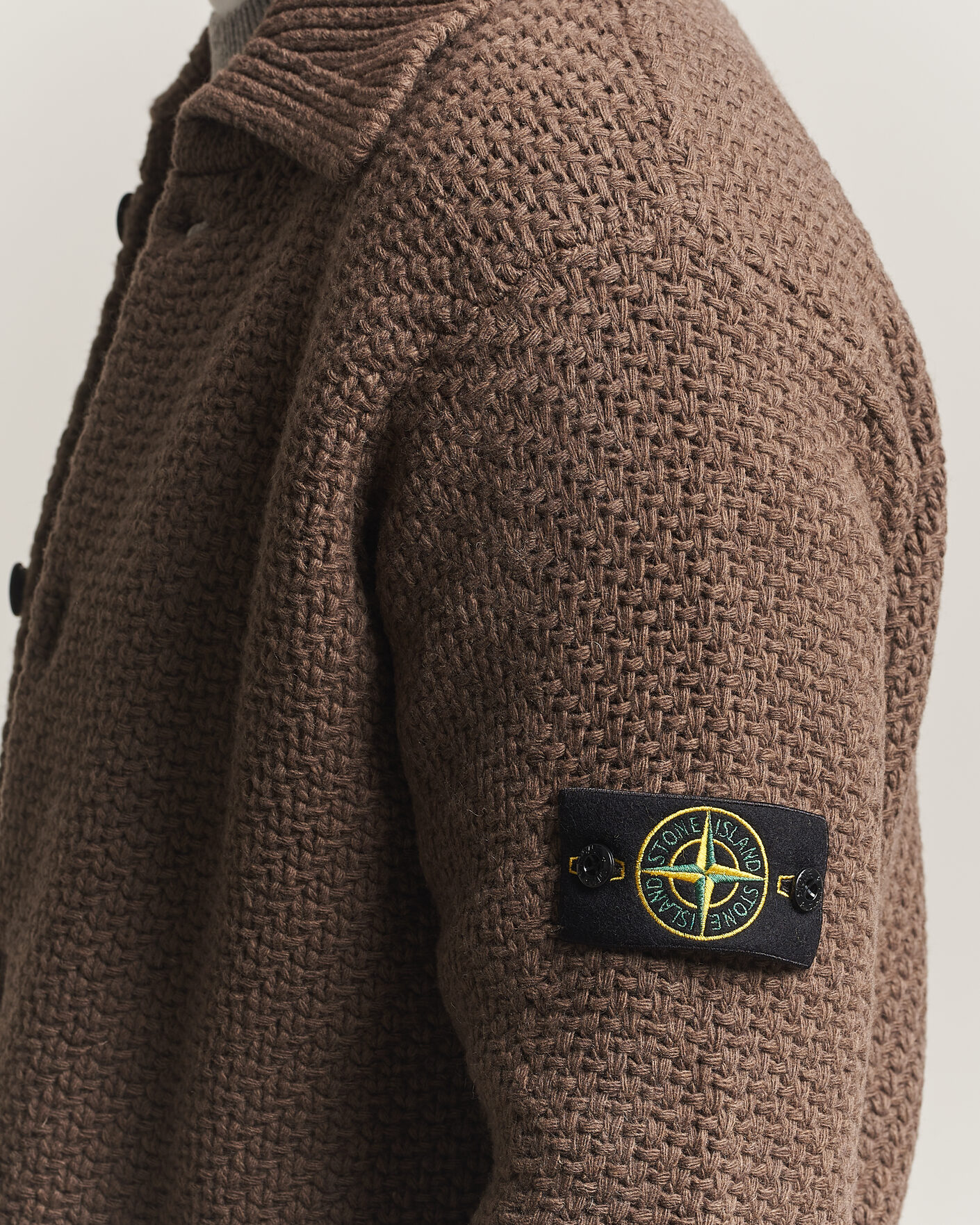 Herren | Pullover | Stone Island | Basket Stitch Lambswool Cardigan Umber Melange