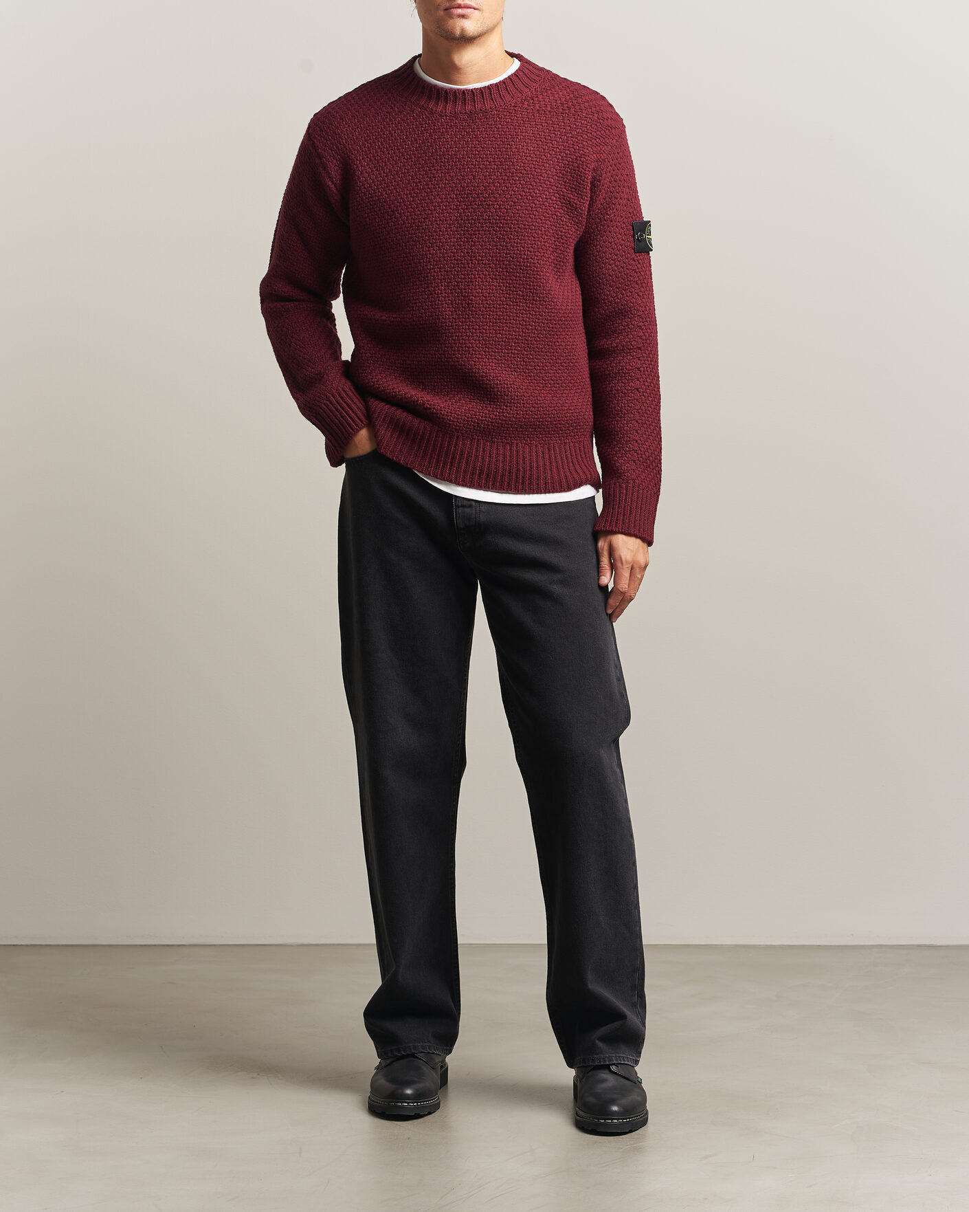 Herren | Pullover | Stone Island | Basket Stitch Lambswool Crew Neck Amaranth