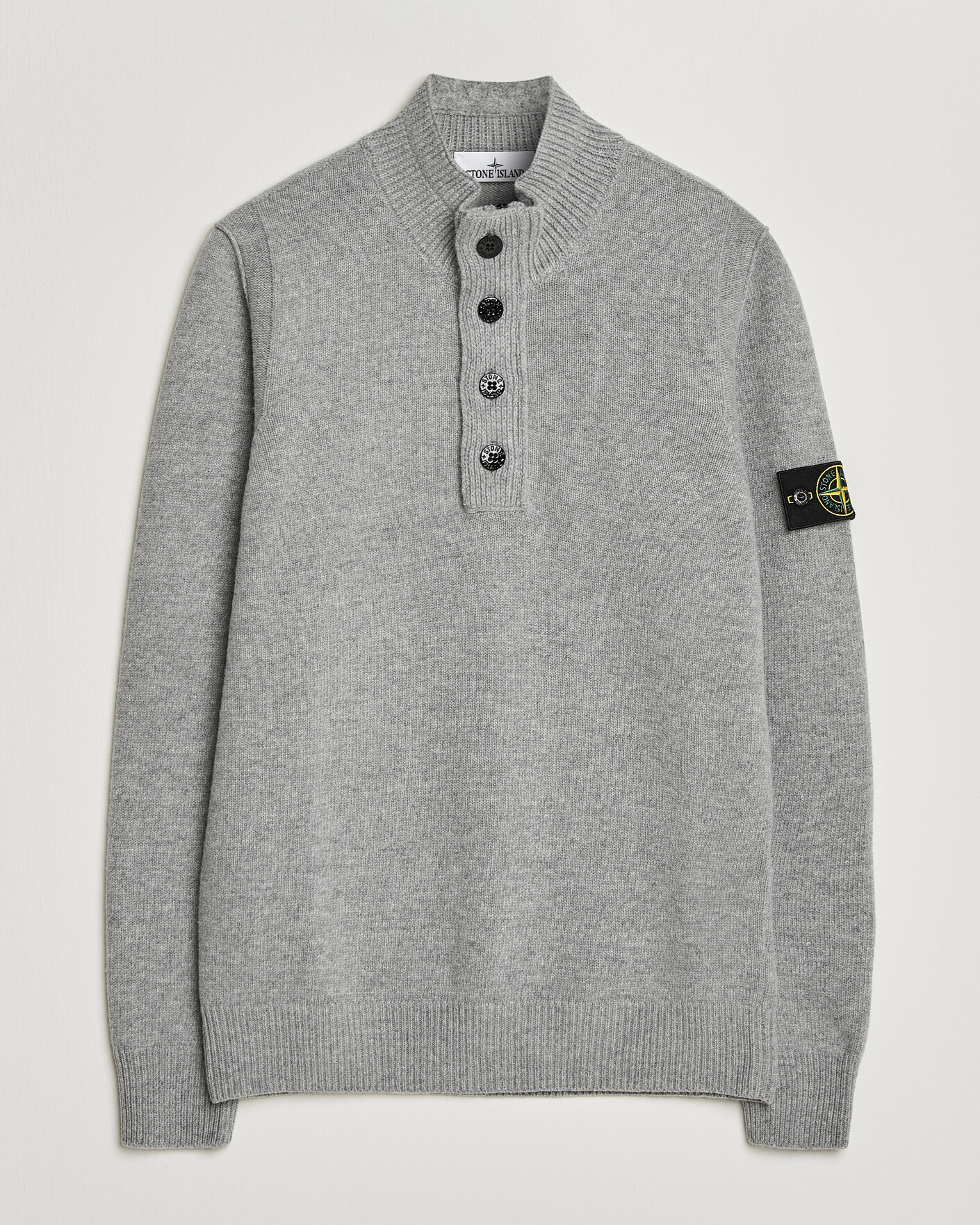 Herren | Pullover | Stone Island | Knitted Lambswool Half Button Zip Grey Melange