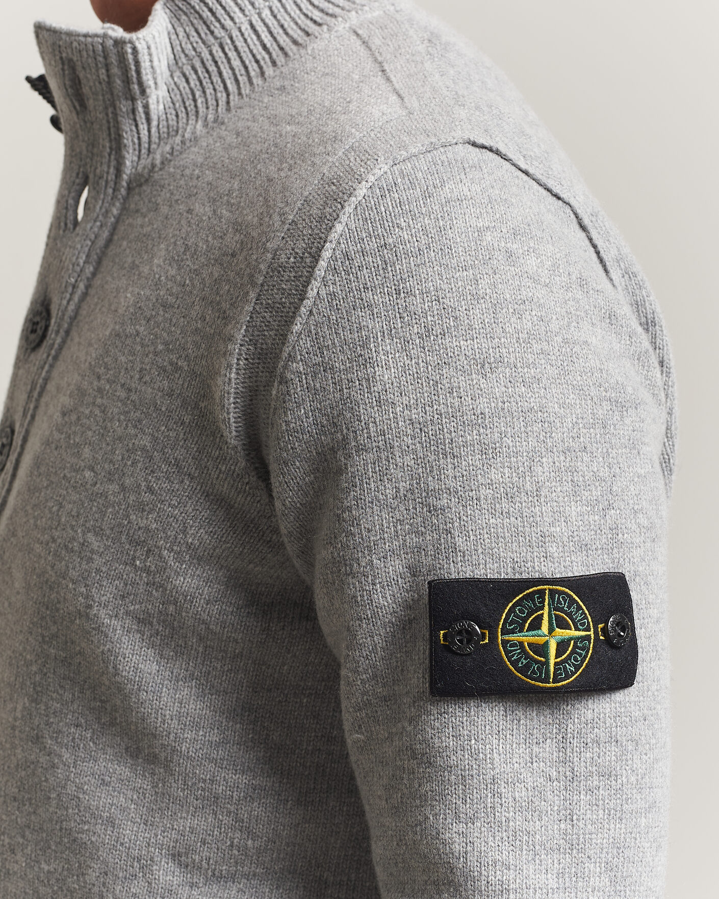 Herren | Pullover | Stone Island | Knitted Lambswool Half Button Zip Grey Melange