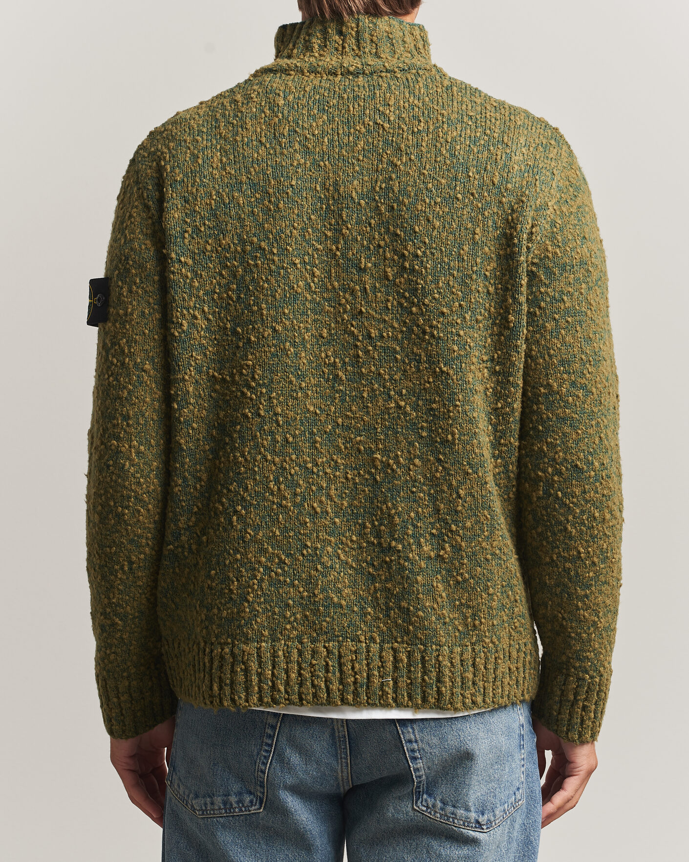 Herren | Pullover | Stone Island | Speckled Wool/Nylon Half Zip Dark Green Melange