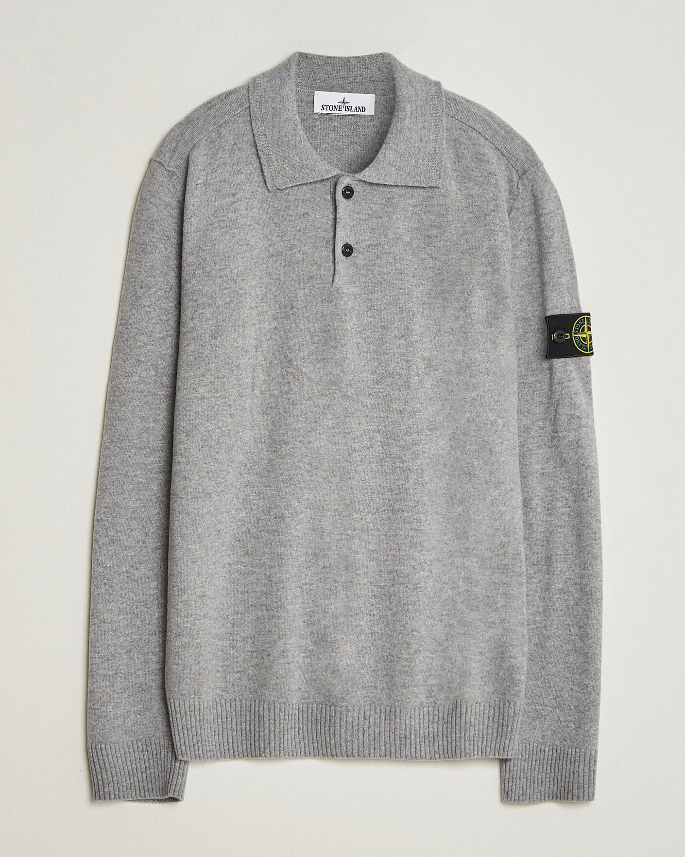 Herren | Pullover | Stone Island | Knitted Geelong Wool Polo Grey Melange