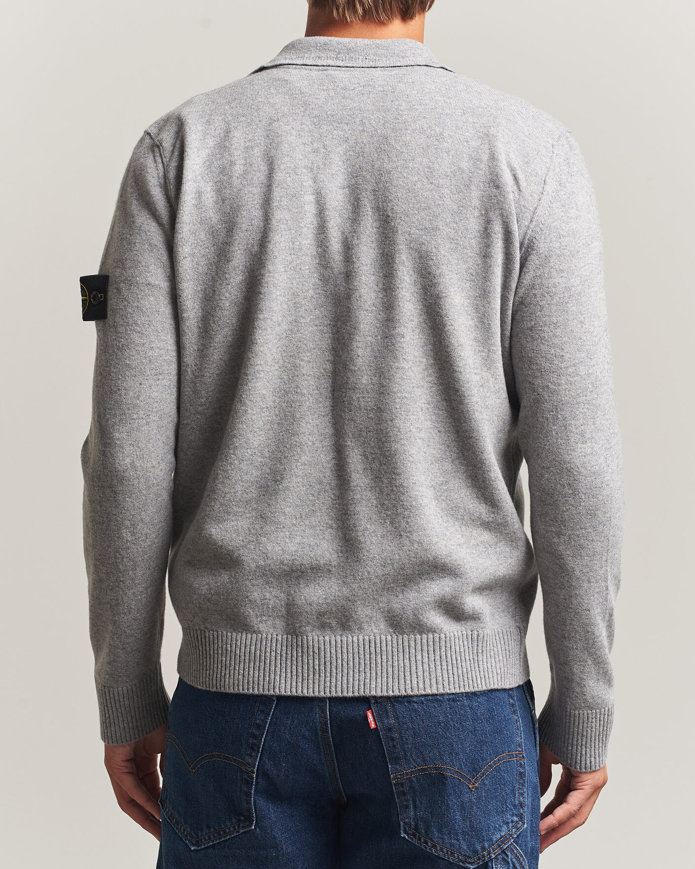 Herren | Pullover | Stone Island | Knitted Geelong Wool Polo Grey Melange