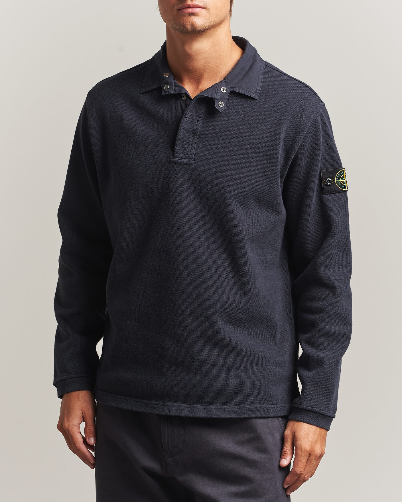Herren | Pullover | Stone Island | Heavy Cotton Jersey Polo Blue Navy