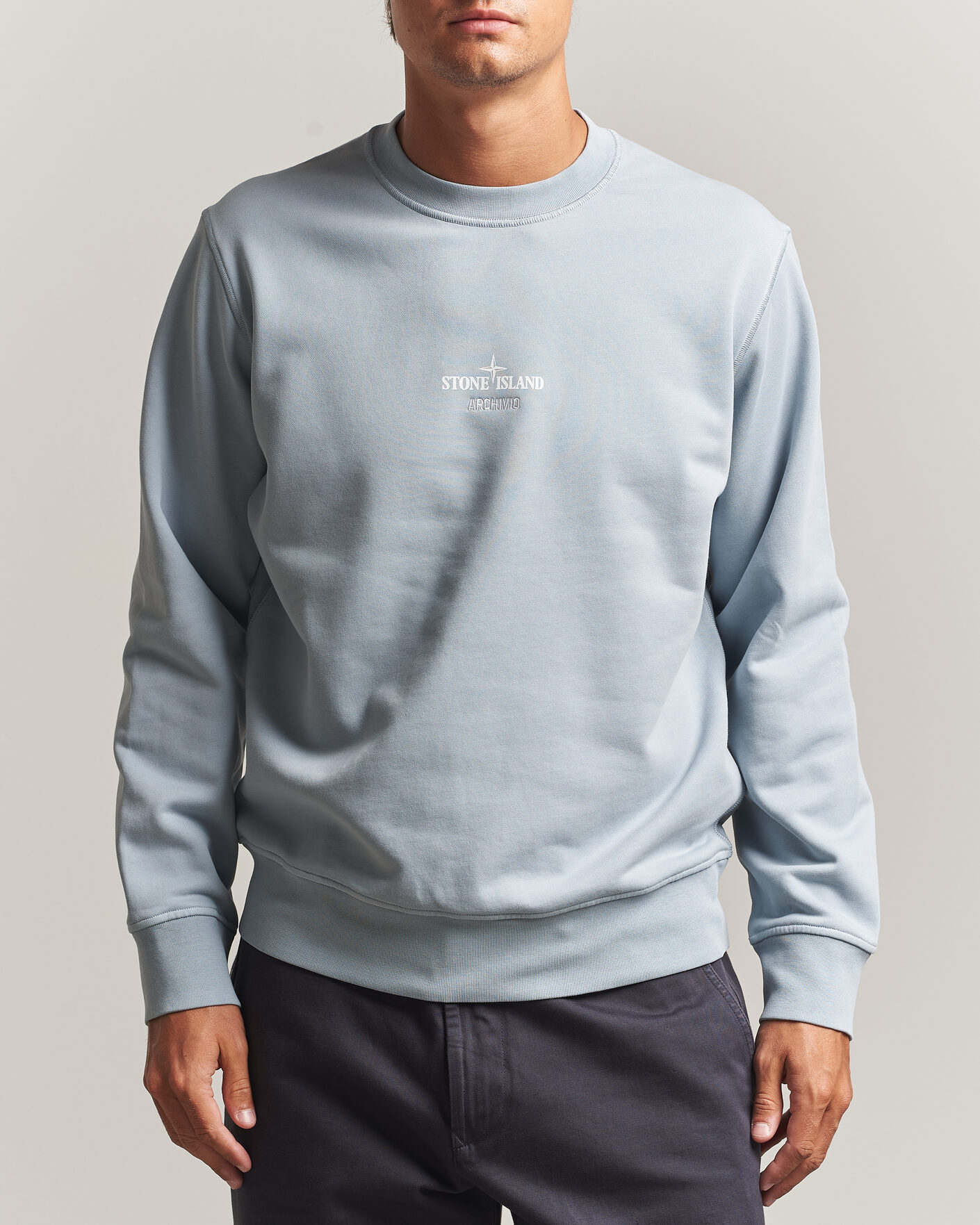 Herren | Pullover | Stone Island | Cotton Fleece Archivio Print Sweatshirt Ash Grey