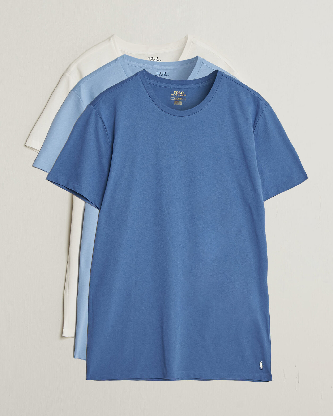 Herren | T-Shirts | Polo Ralph Lauren | 3-Pack Crew Neck T-Shirt White/Blue/Light Blue