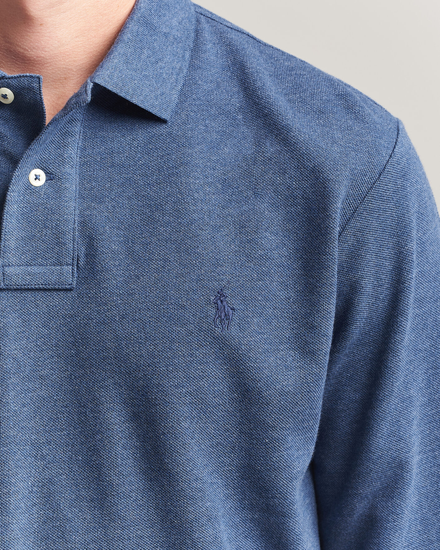 Herren | Poloshirts | Polo Ralph Lauren | Custom Slim Fit Long Sleeve Polo Derby Blue Heather