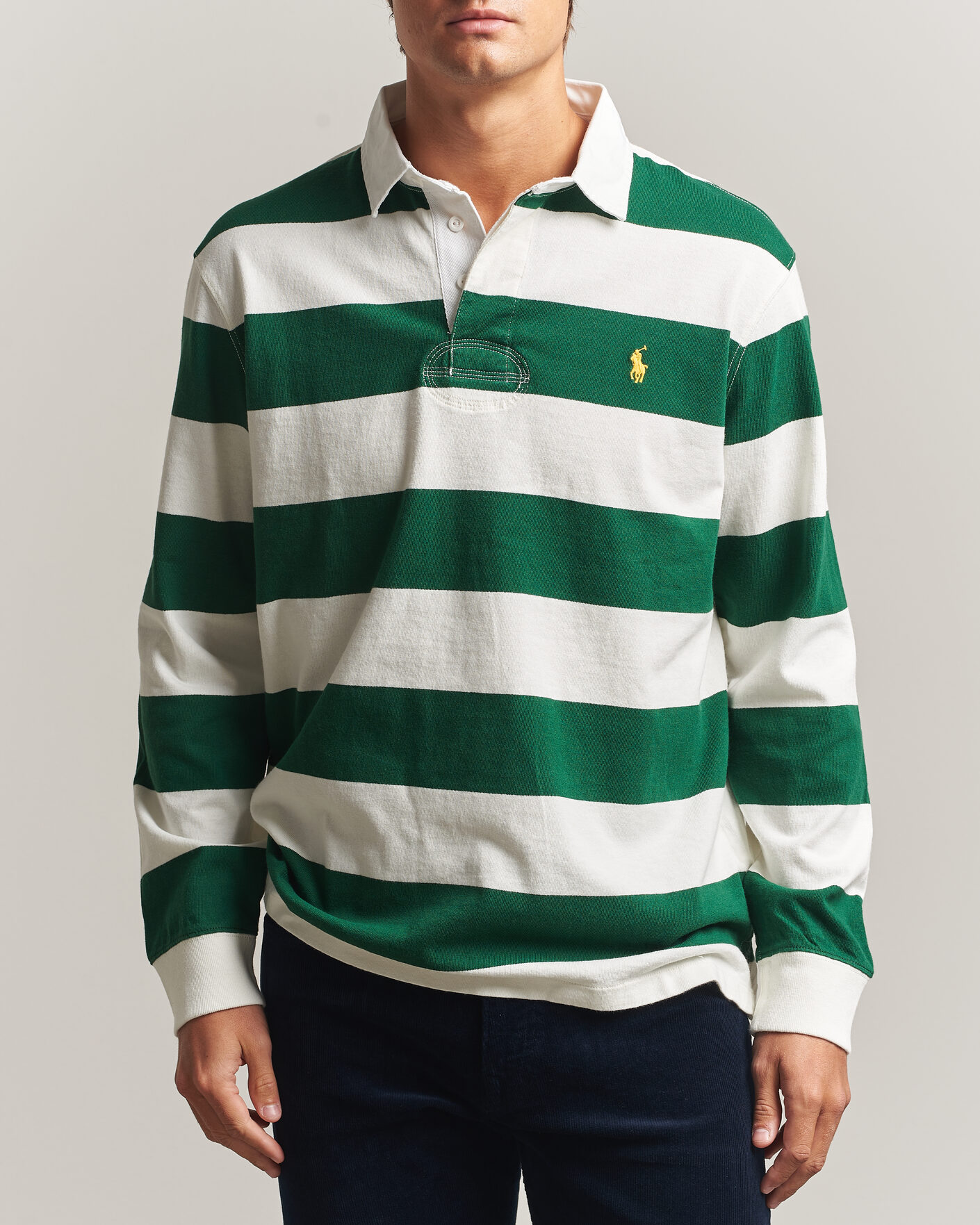 Herren | Pullover | Polo Ralph Lauren | Striped Jersey Rugger Cream/Forest
