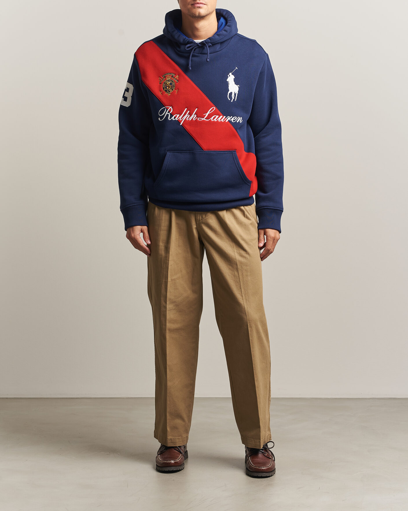 Herren | Pullover | Polo Ralph Lauren | Diagonal Stripe Big Pony Hoodie Newport Navy