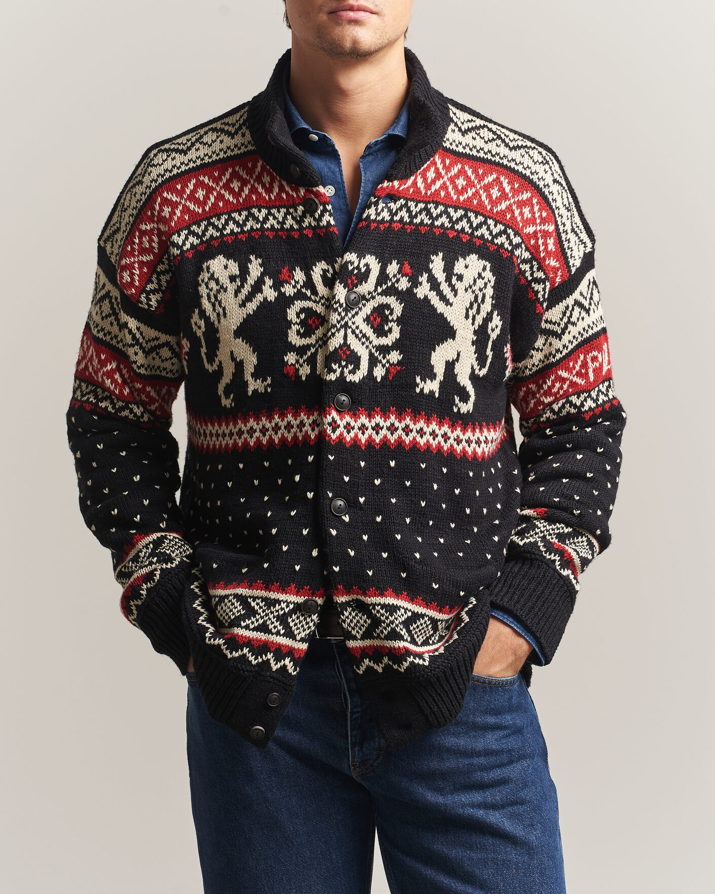 Herren | Pullover | Polo Ralph Lauren | Cotton/Cashmere Cardigan Black Combo
