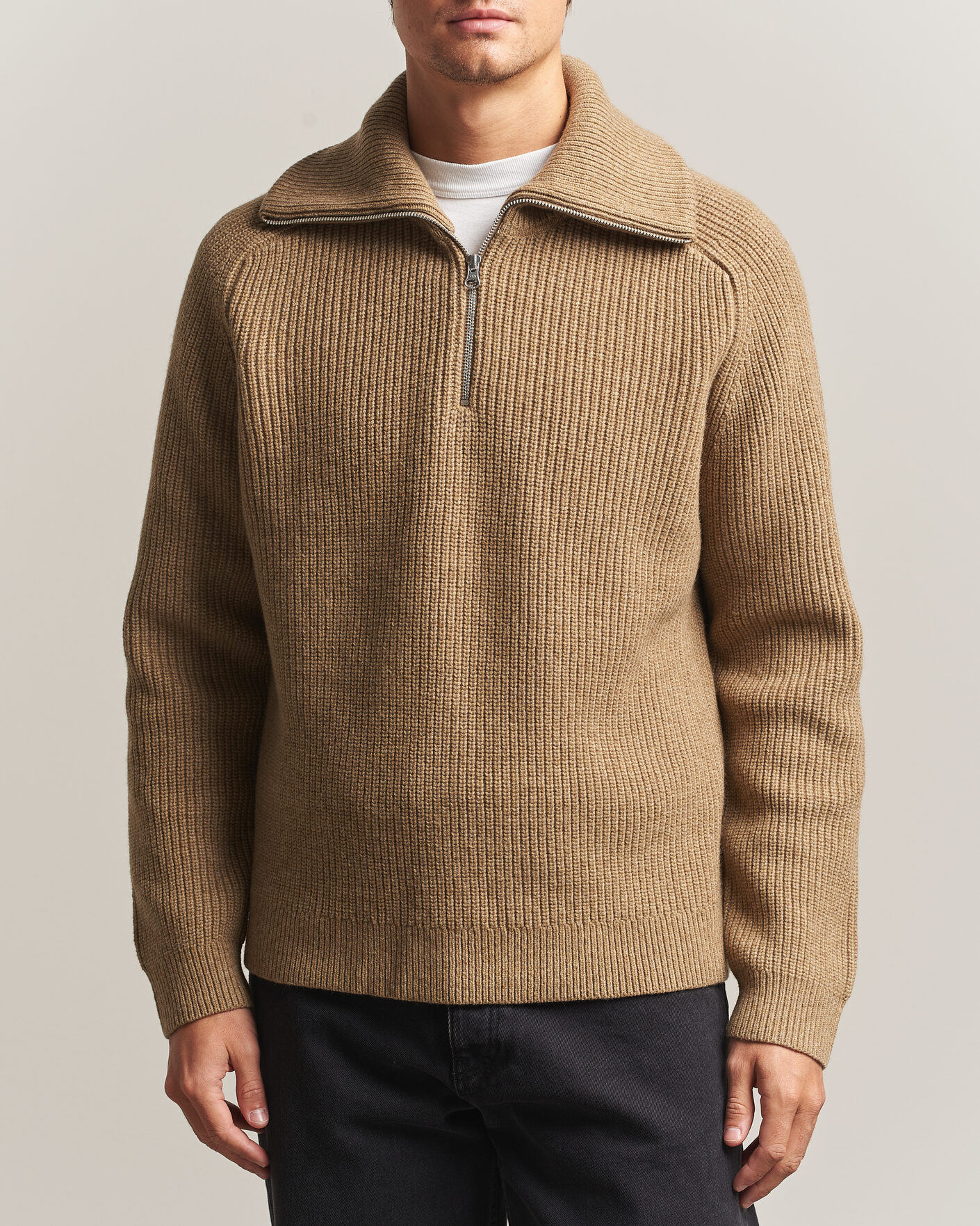 Herren | Pullover | Samsøe Samsøe | Rick Wool Heavy Knitted Half Zip Lead Gray