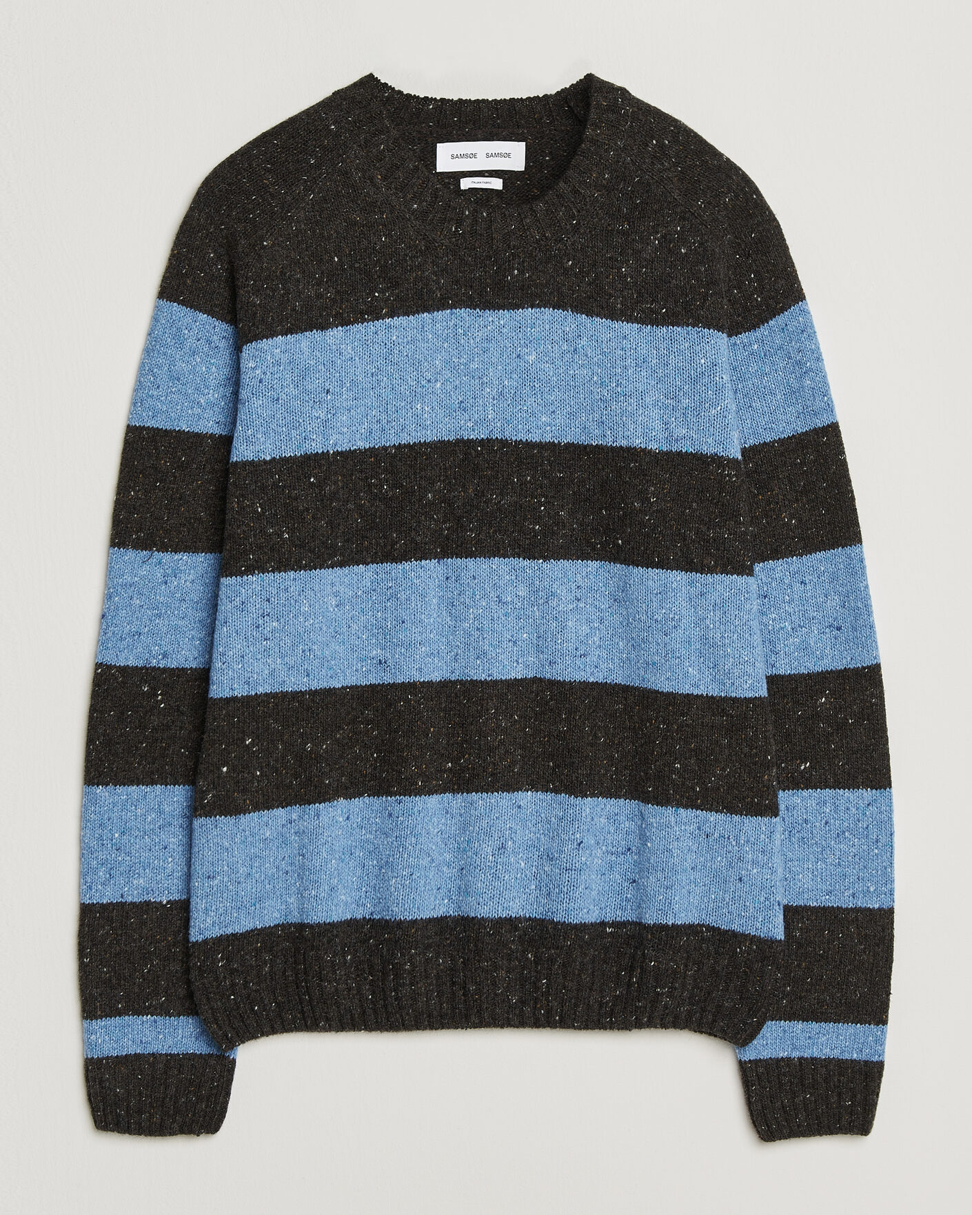 Herren | Pullover | Samsøe Samsøe | Nate Donegal Wool Knitted Striped Sweater Brown/Blue