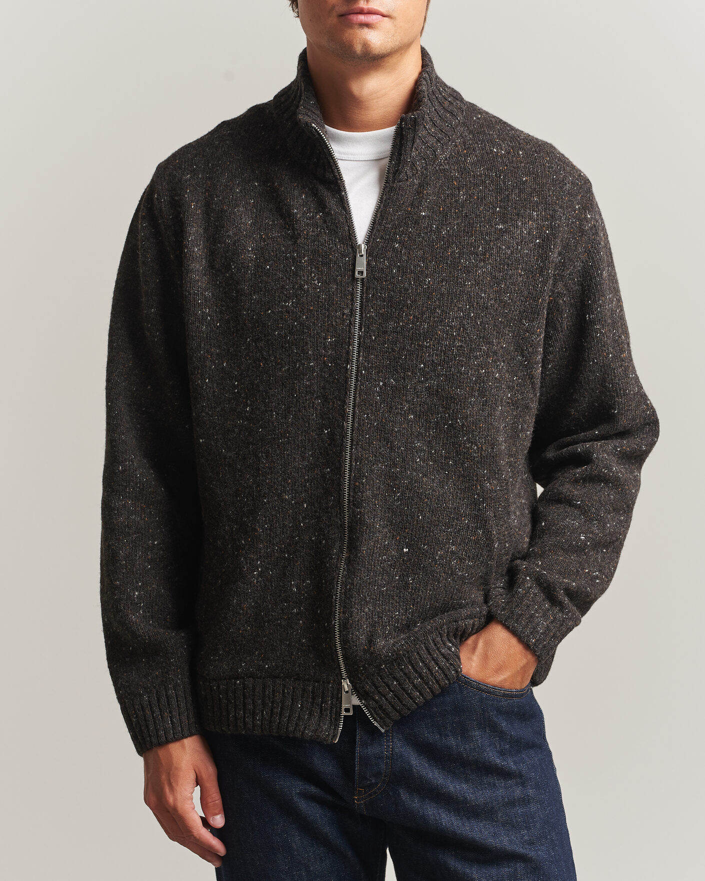 Herren | Pullover | Samsøe Samsøe | Nate Donegal Wool Knitted Full Zip Delicioso