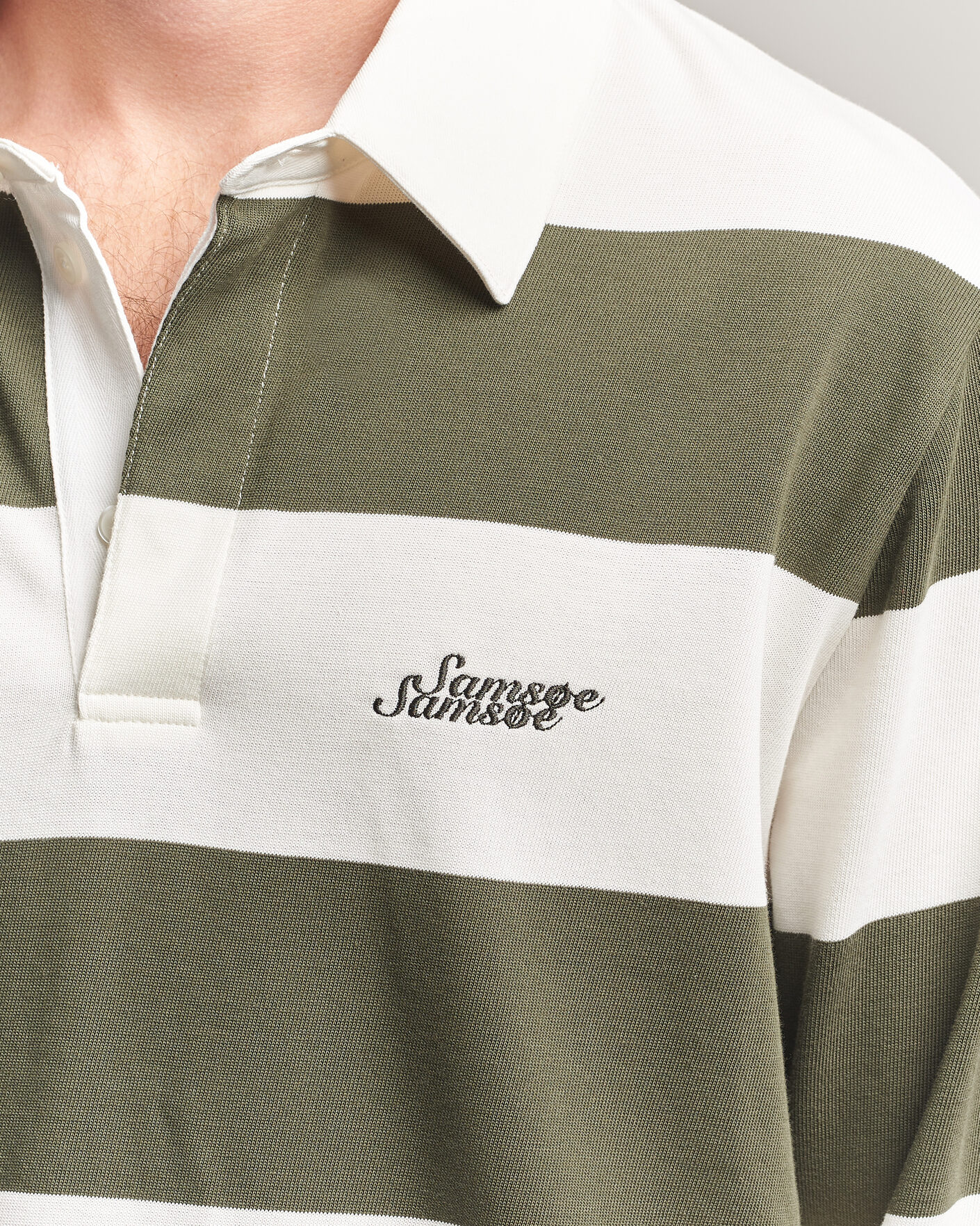 Herren | Pullover | Samsøe Samsøe | Kevin Barstriped Rugger Forest Night/White