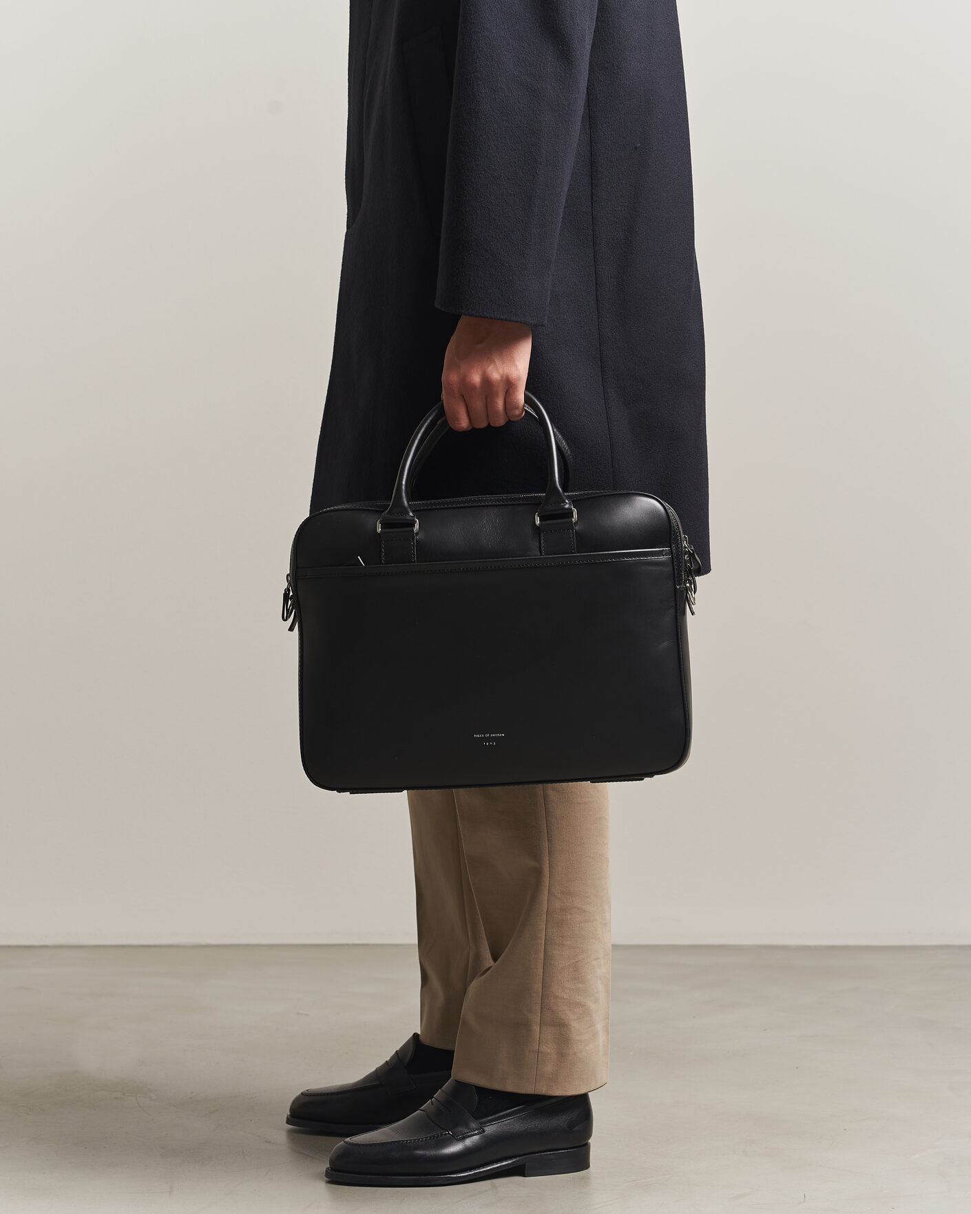 Herren | Taschen | Tiger of Sweden | Burin Smooth Leather Briefcase Black