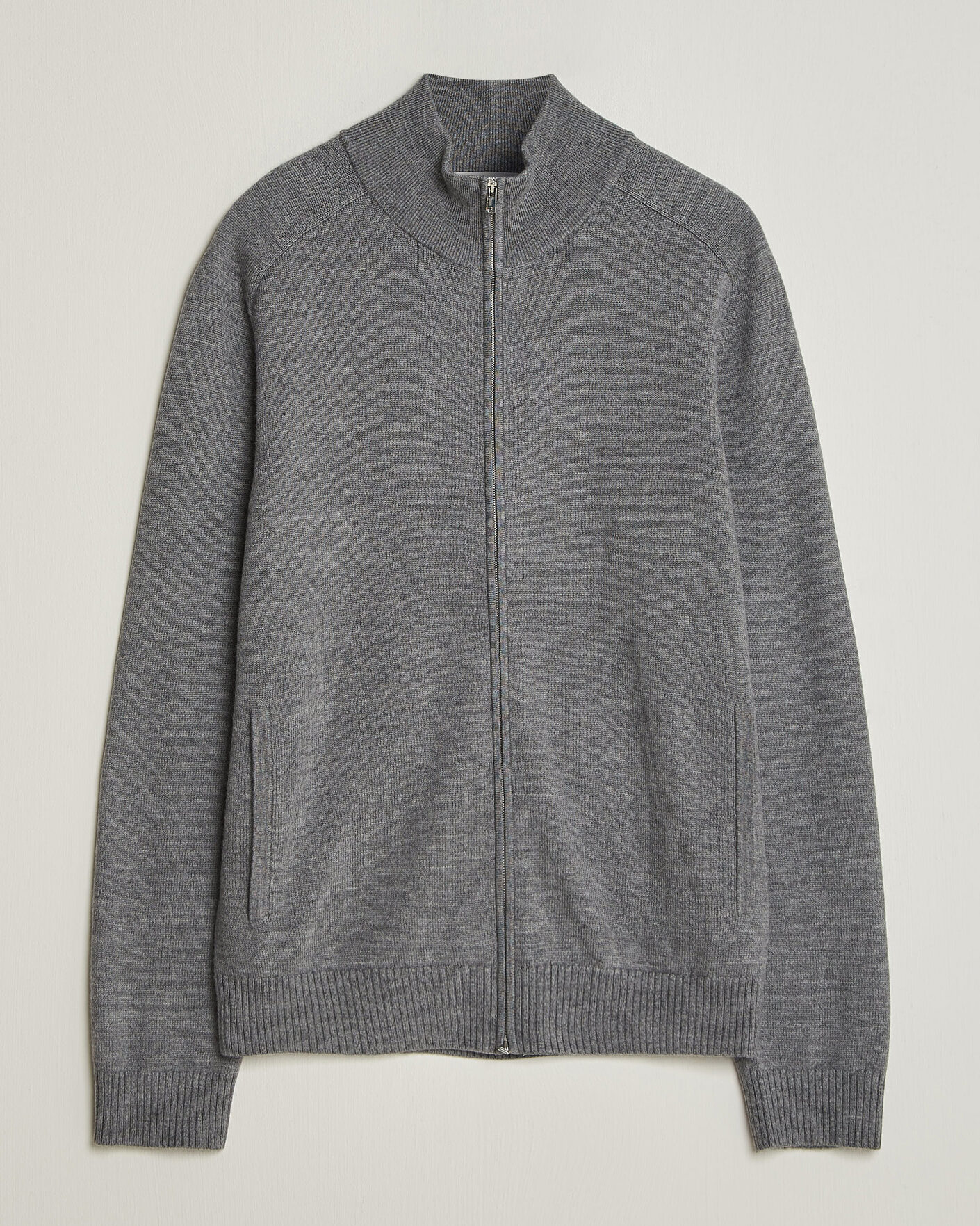 Herren | Pullover | Tiger of Sweden | Cassian Wool Full Zip Concrete Melange