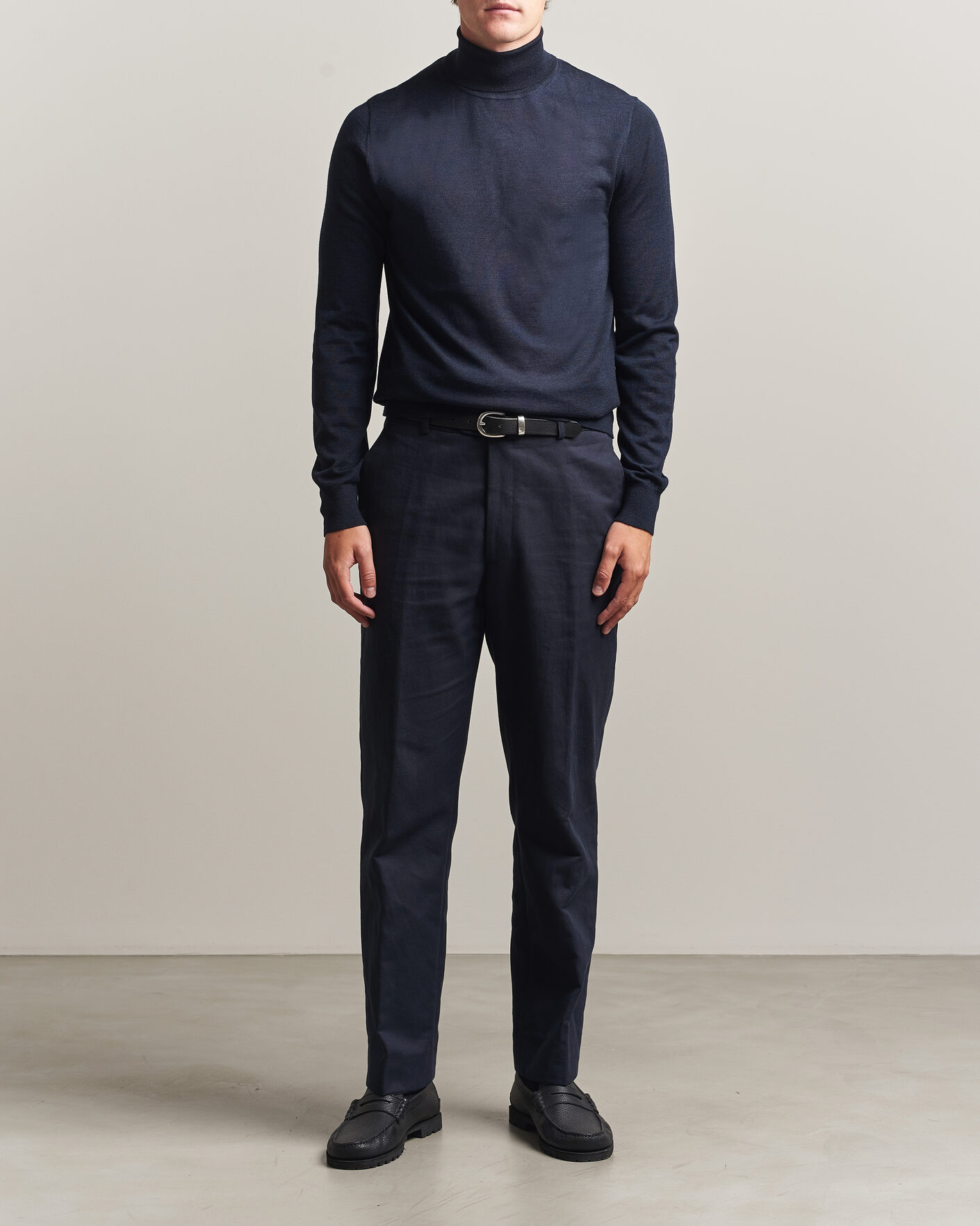 Herren | Pullover | Tiger of Sweden | Nevile Extra Fine Merino Polo Light Ink