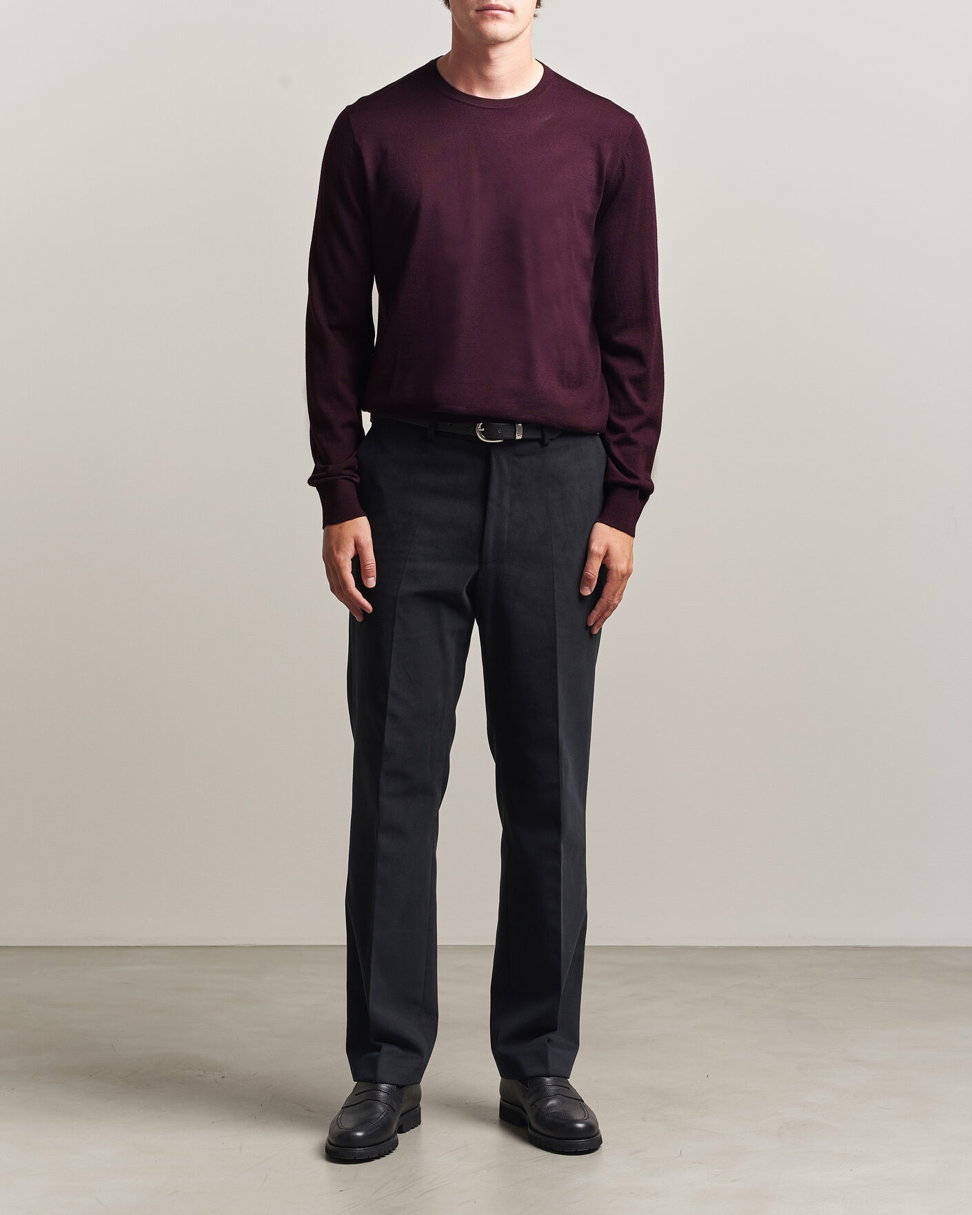 Herren | Pullover | Tiger of Sweden | Connor Extra Fine Merino Crew Neck Pullover Aubergine