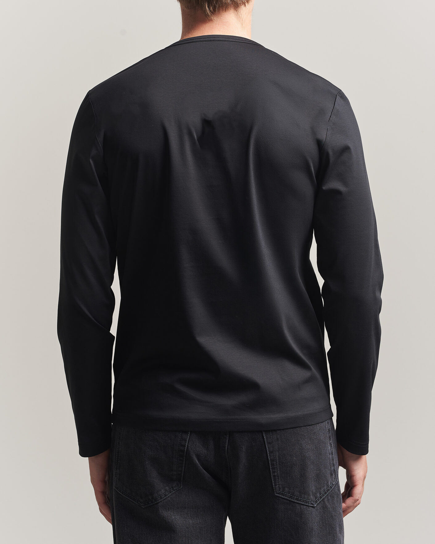 Herren | T-Shirts | Tiger of Sweden | Olaf Mercerized Cotton Long Sleeve T-Shirt Black