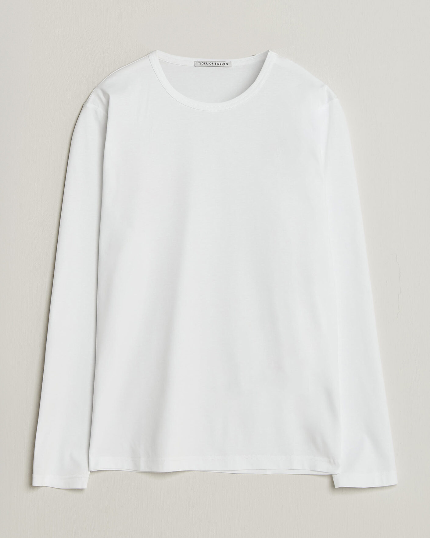 Herren | T-Shirts | Tiger of Sweden | Olaf Mercerized Cotton Long Sleeve T-Shirt Pure White