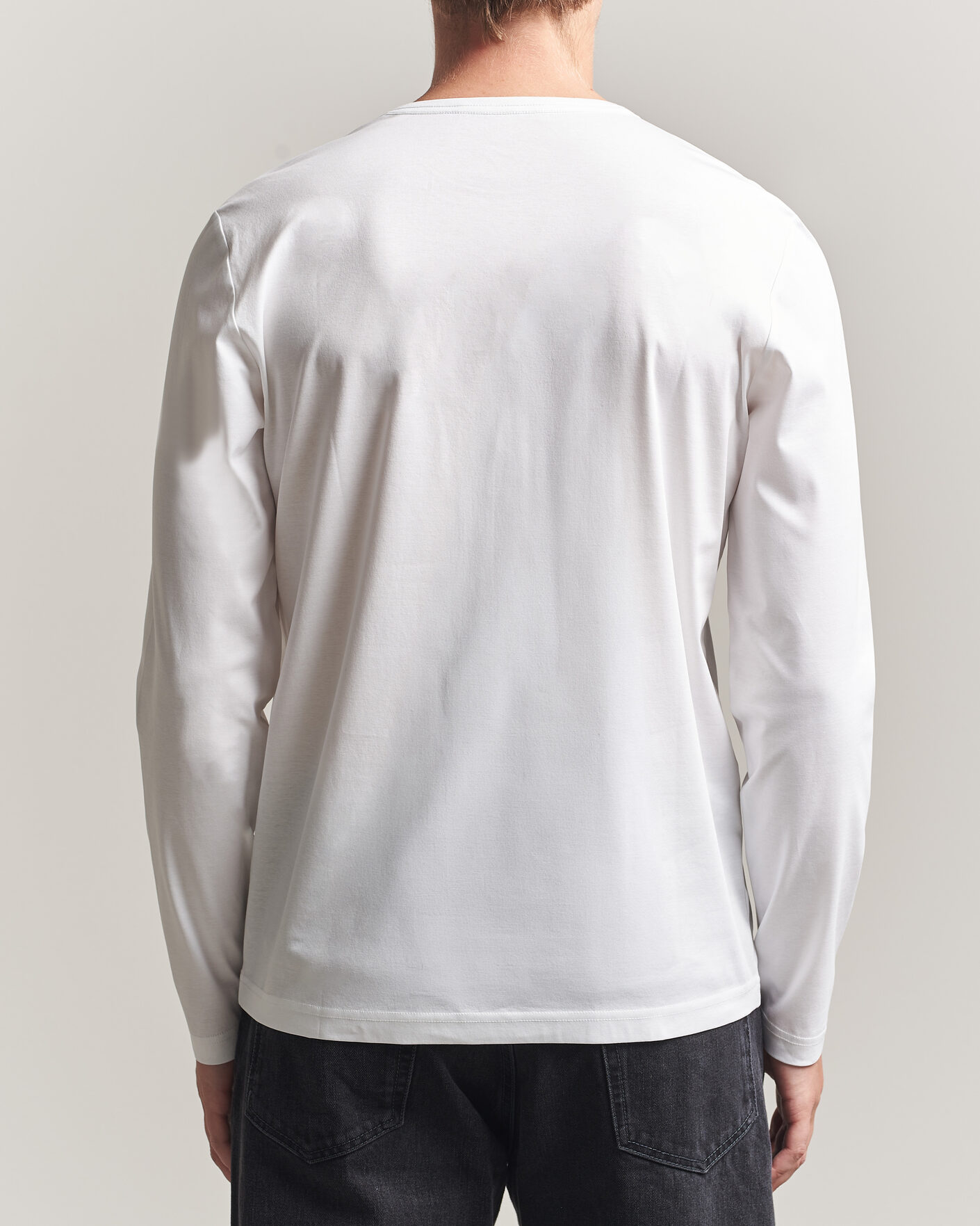 Herren | T-Shirts | Tiger of Sweden | Olaf Mercerized Cotton Long Sleeve T-Shirt Pure White