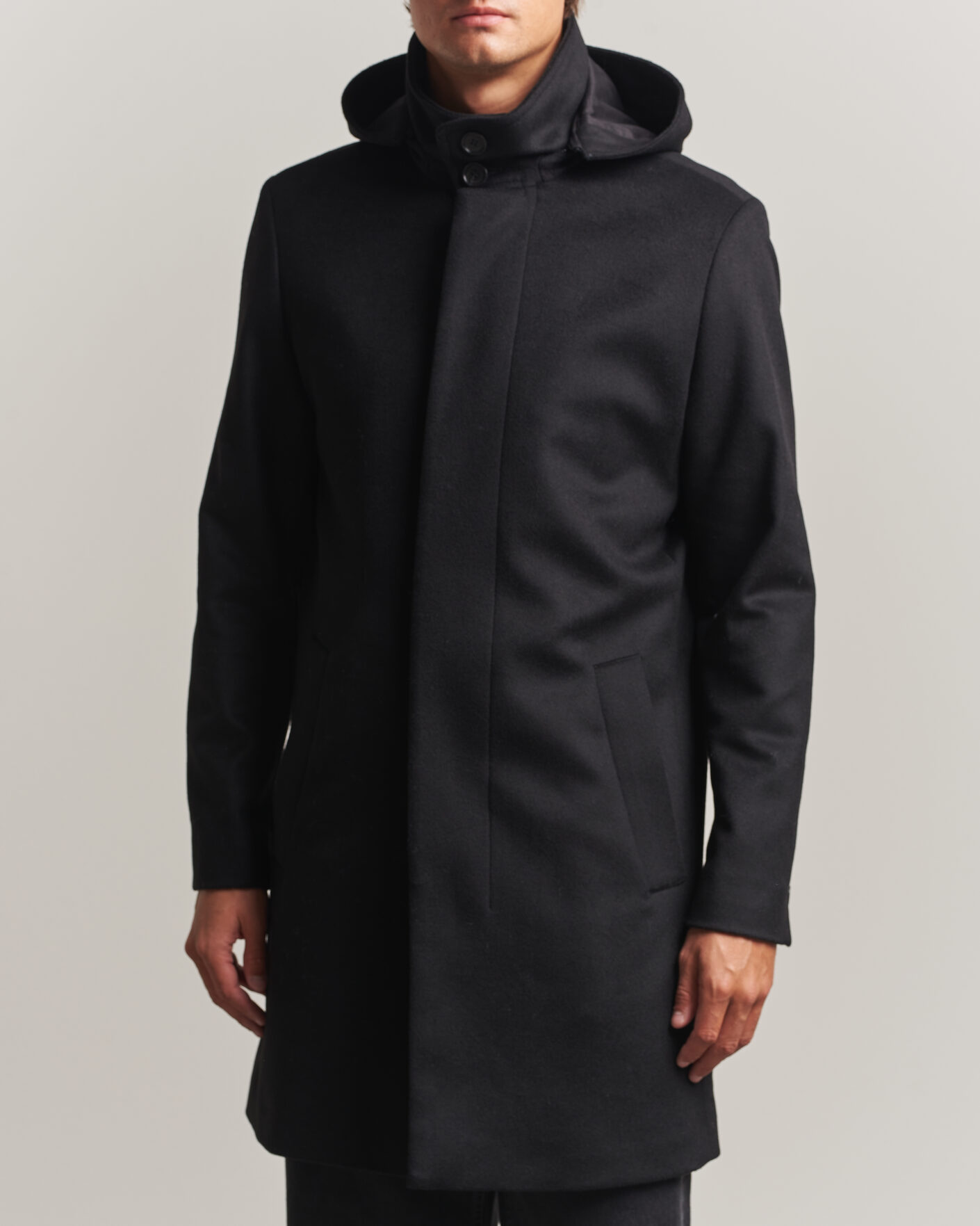 Herren | Jacken | Tiger of Sweden | Aleric Wool/Cashmere Hooded Coat Black