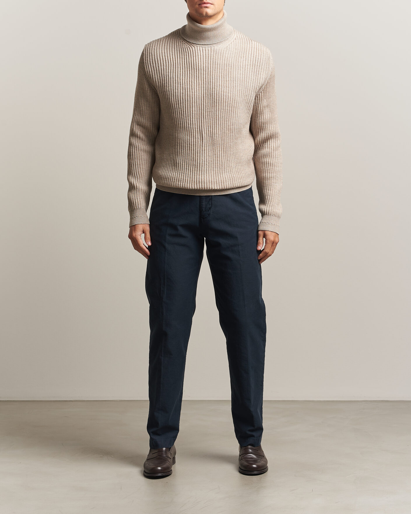Herren | Pullover | Zanone | Fishermans Rib Rollneck Beige