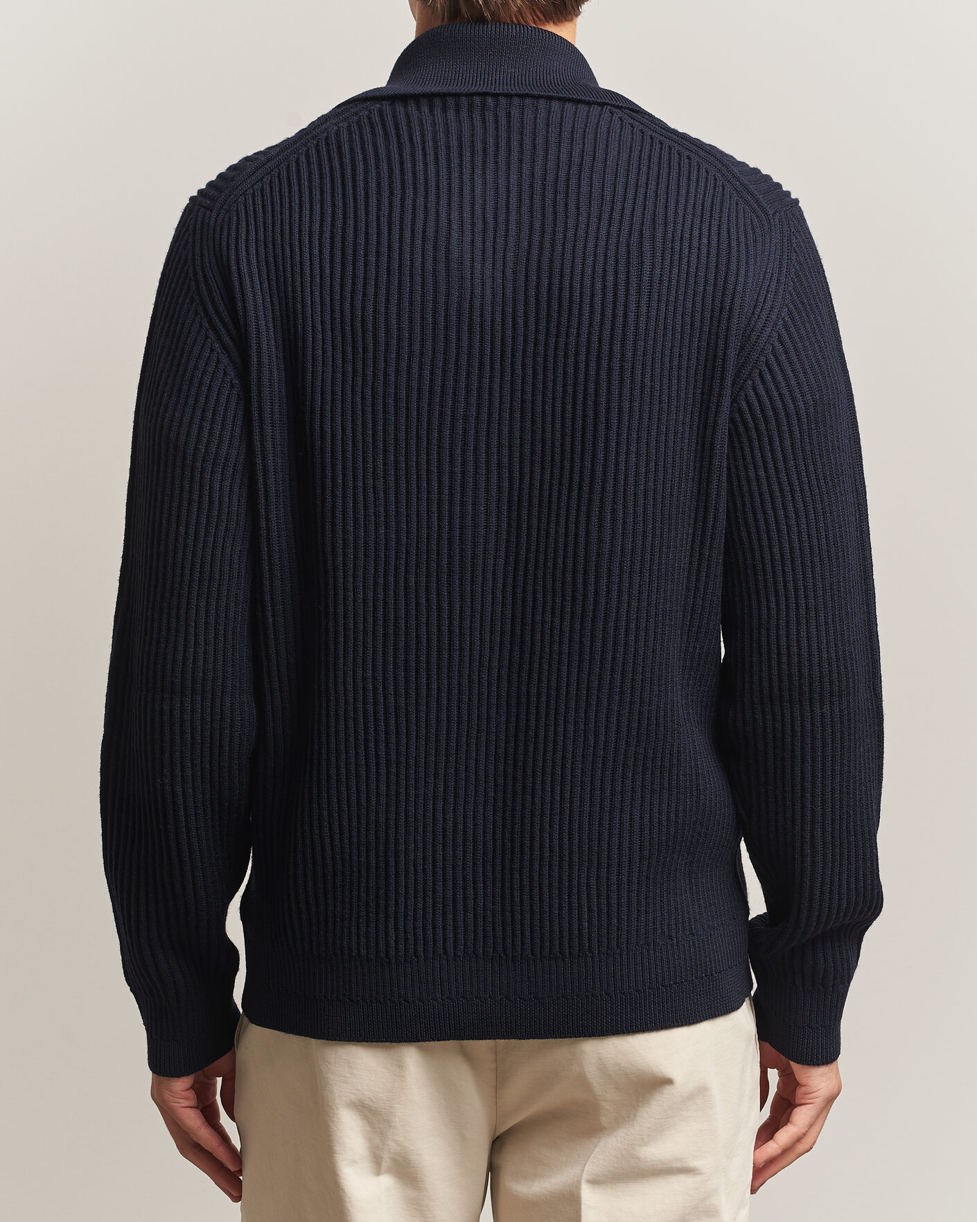 Herren | Pullover | Zanone | Fishermans Rib Full Zip Cardigan Navy