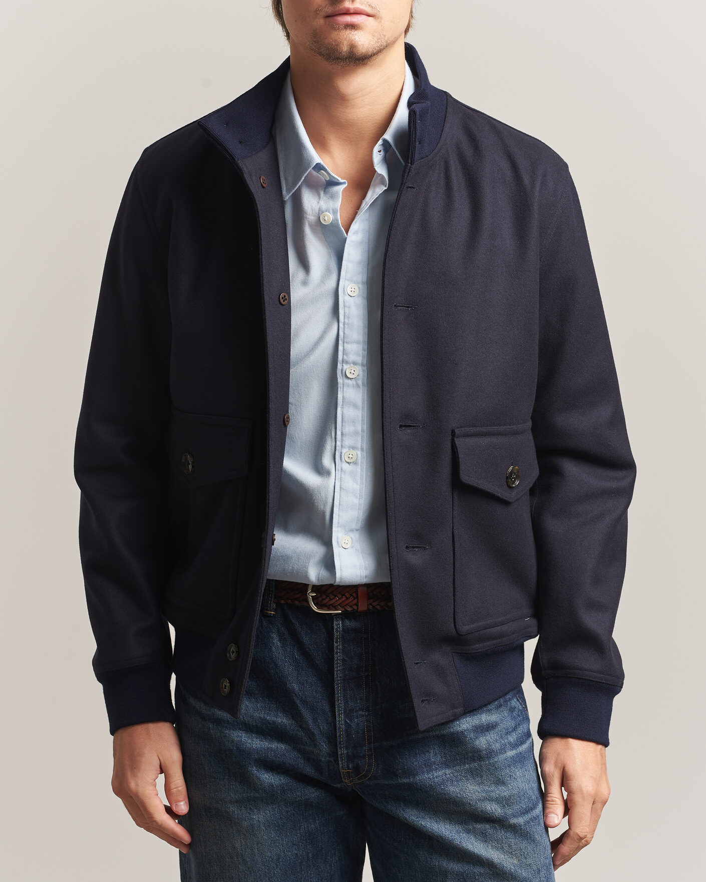 Herren | Jacken | Baracuta | Melton Wool Blouson Jacket Deep Blue
