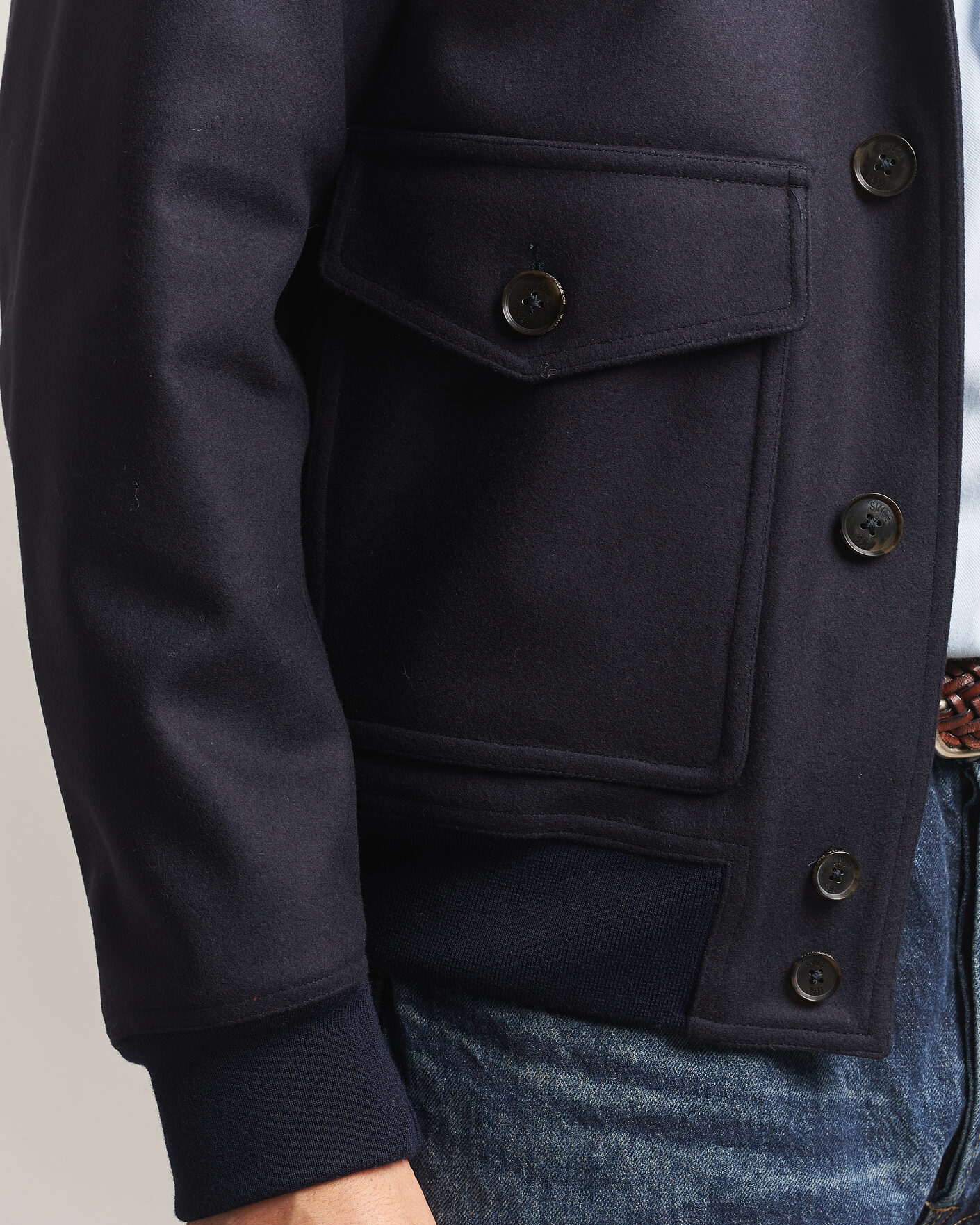 Herren | Jacken | Baracuta | Melton Wool Blouson Jacket Deep Blue