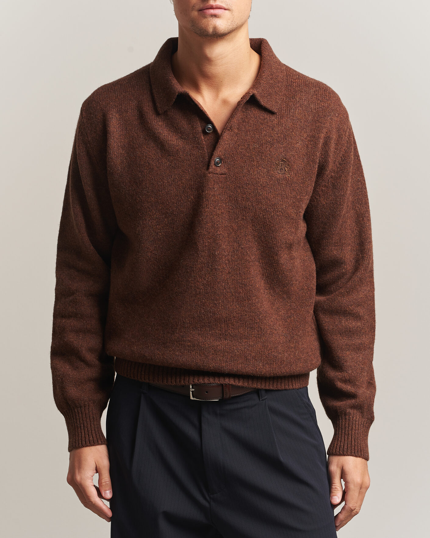 Herren | Pullover | Baracuta | Shetland Polo Slate Black