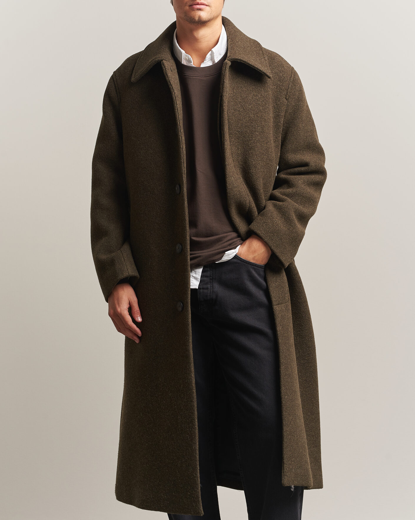 Herren | Jacken | Sunflower | Wool Blend Winter Coat Green Moss