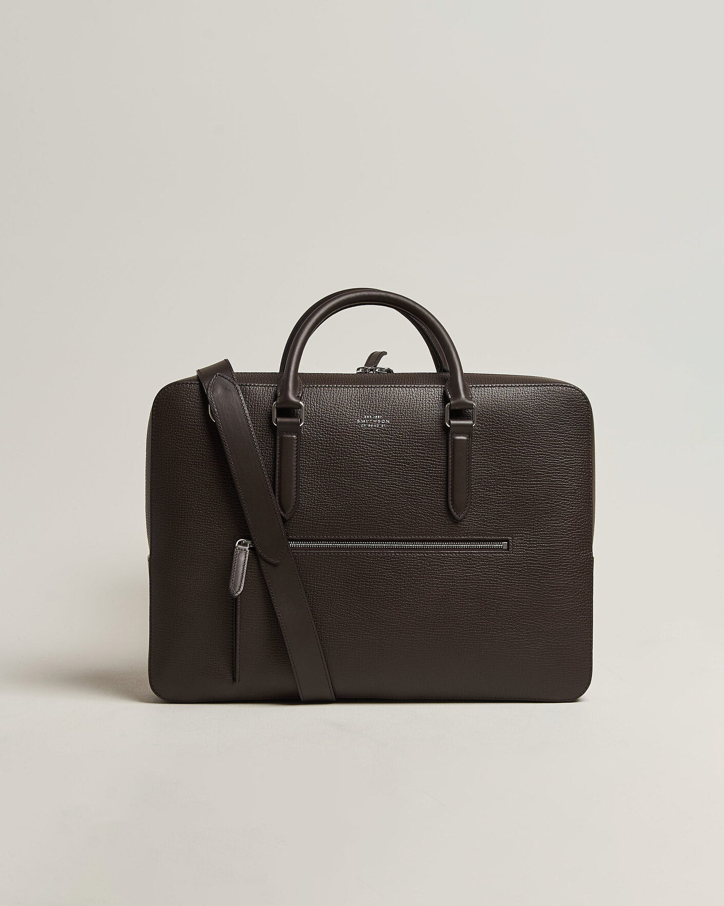 Herren | Taschen | Smythson | Ludlow Slim Briefcase With Zip Front Dark Brown