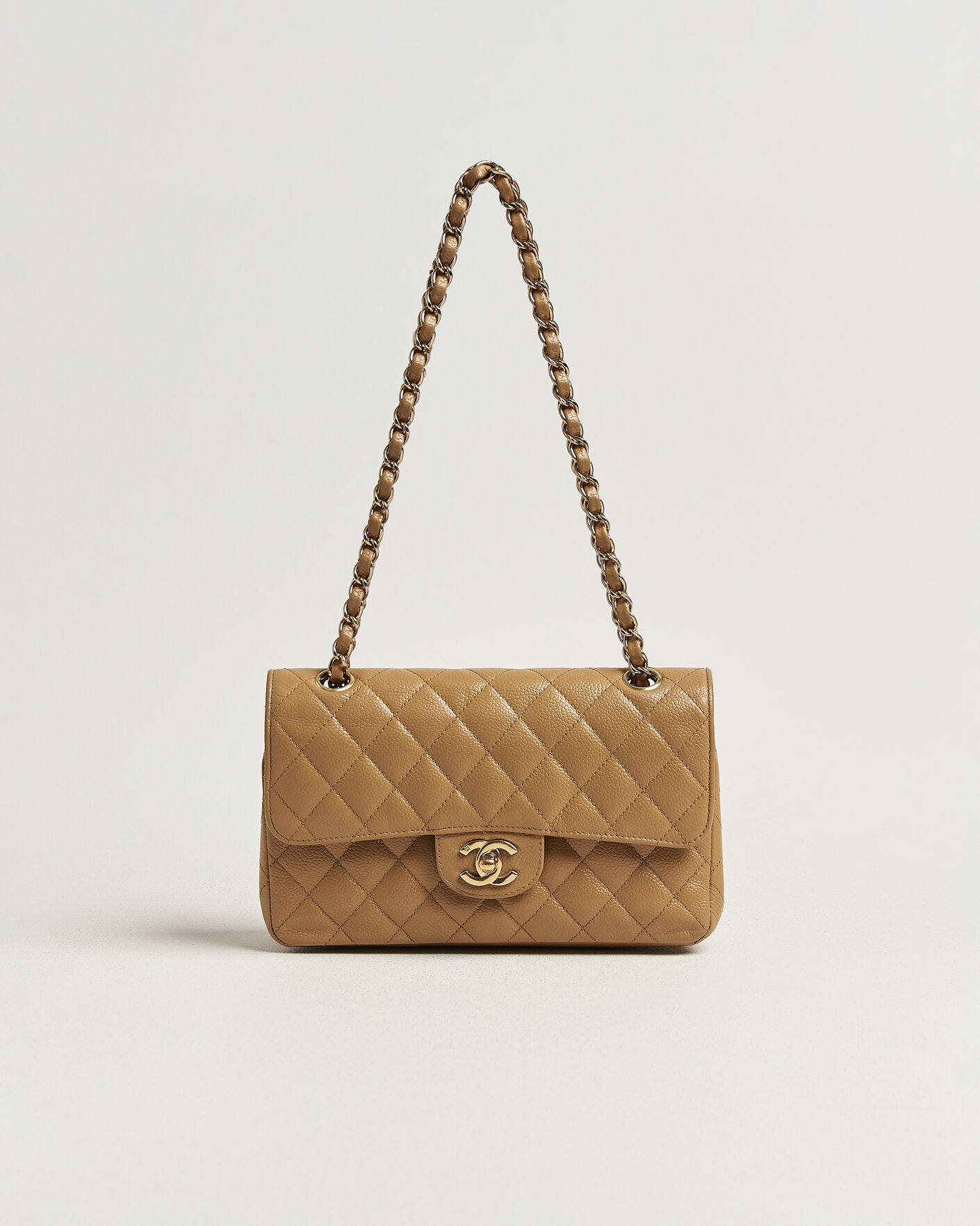 Herren | Pre-Owned & Vintage Bags | Chanel Pre-Owned | Classic Small Double Flap Bag Caviar Leather Beige