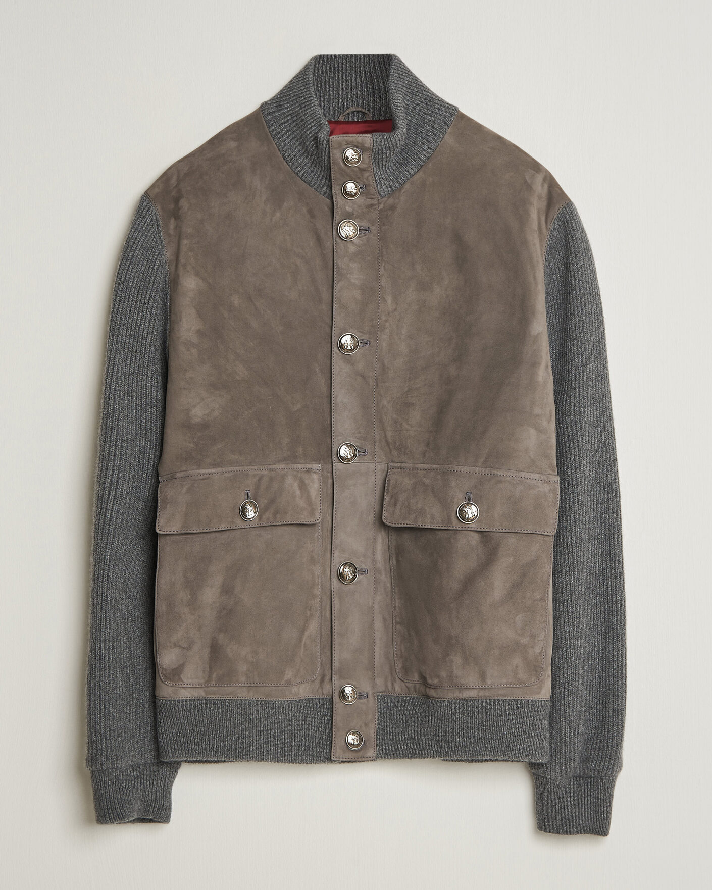 Herren | Jacken | Brunello Cucinelli | Cashmere/Suede Down Jacket Grey Melange
