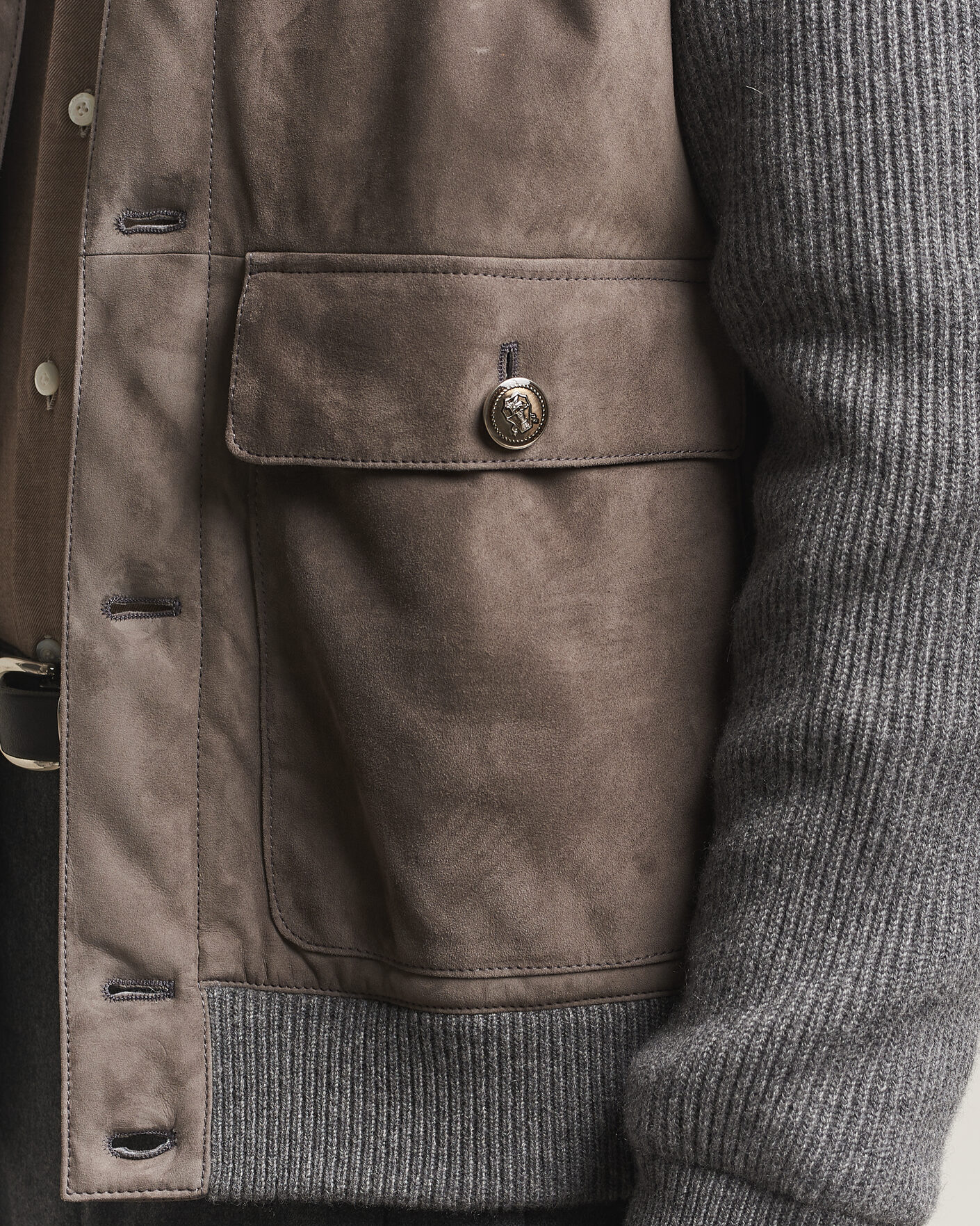 Herren | Jacken | Brunello Cucinelli | Cashmere/Suede Down Jacket Grey Melange