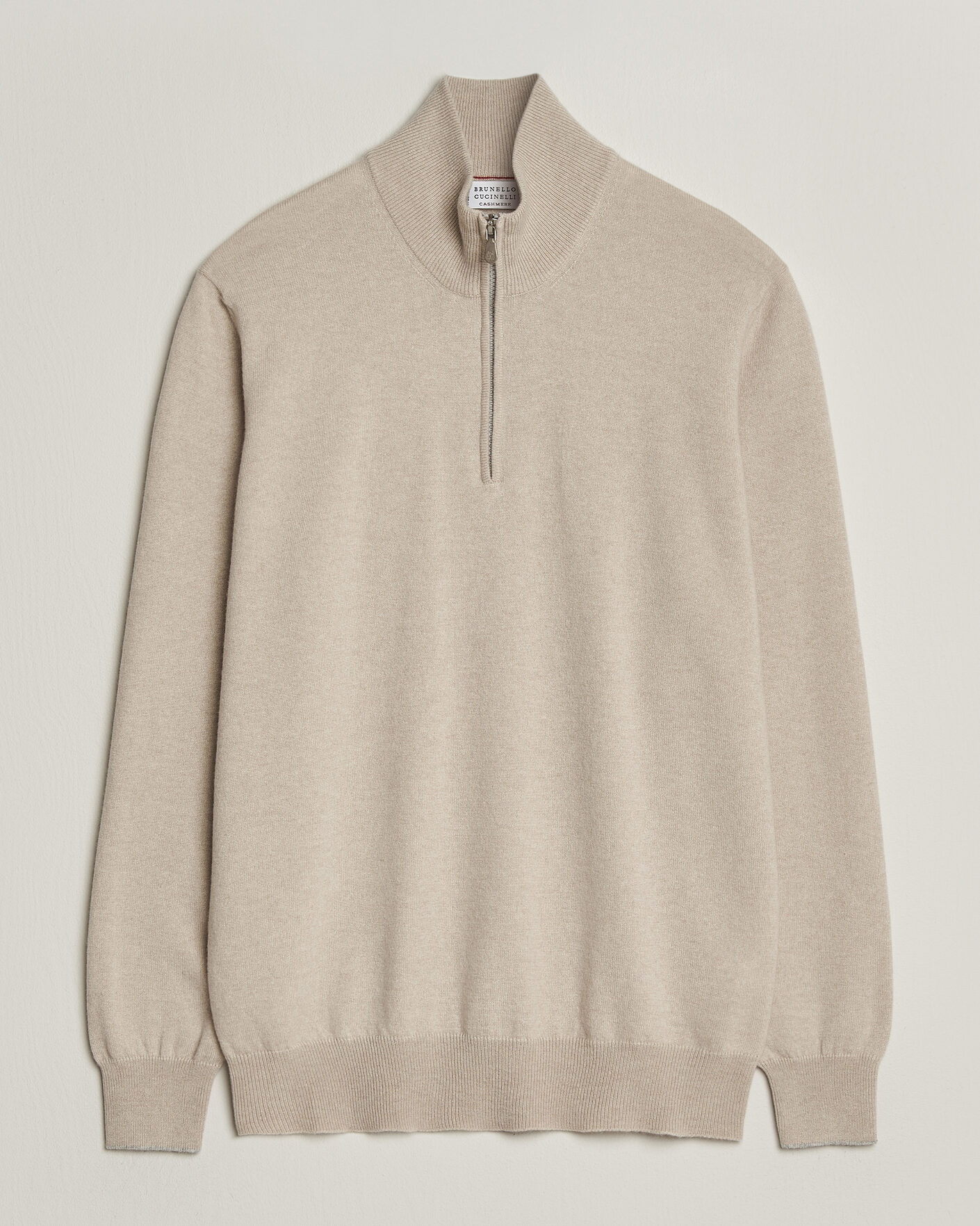 Herren | Pullover | Brunello Cucinelli | 2 Ply Cashmere Half Zip Sand