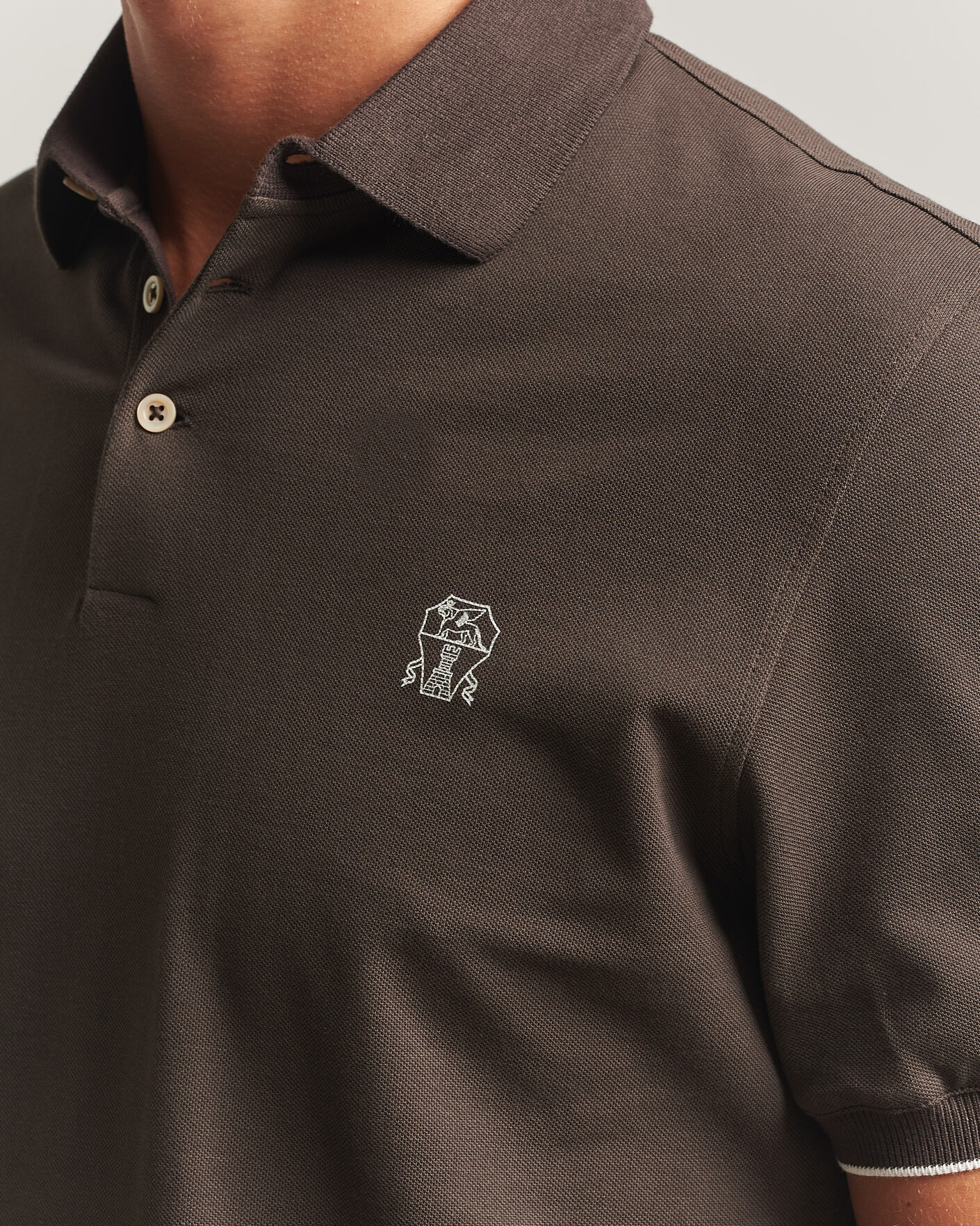 Herren | Poloshirts | Brunello Cucinelli | Short Sleeve Logo Polo Dark Brown