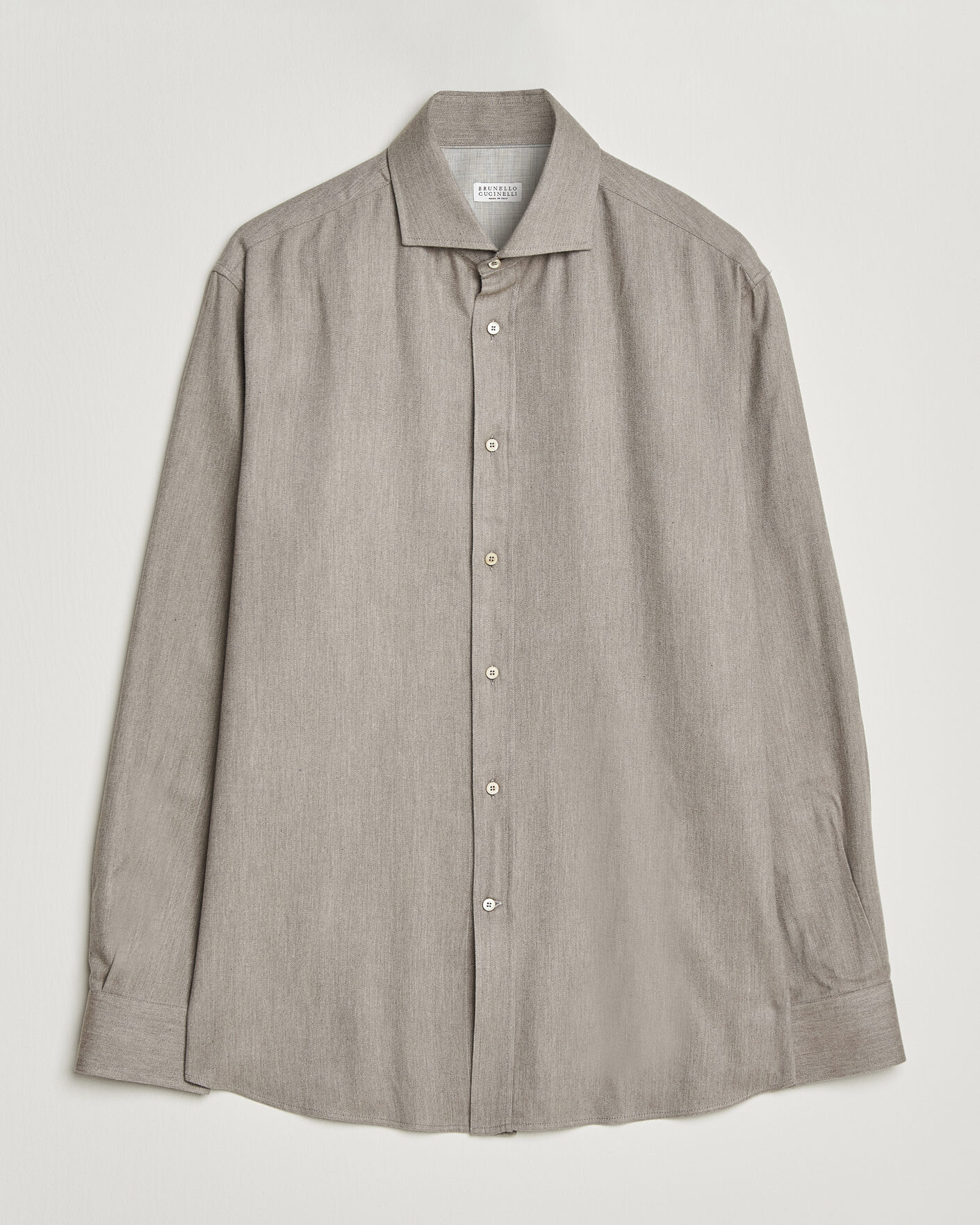 Herren | Hemden | Brunello Cucinelli | Cotton Flannel Shirt Granite