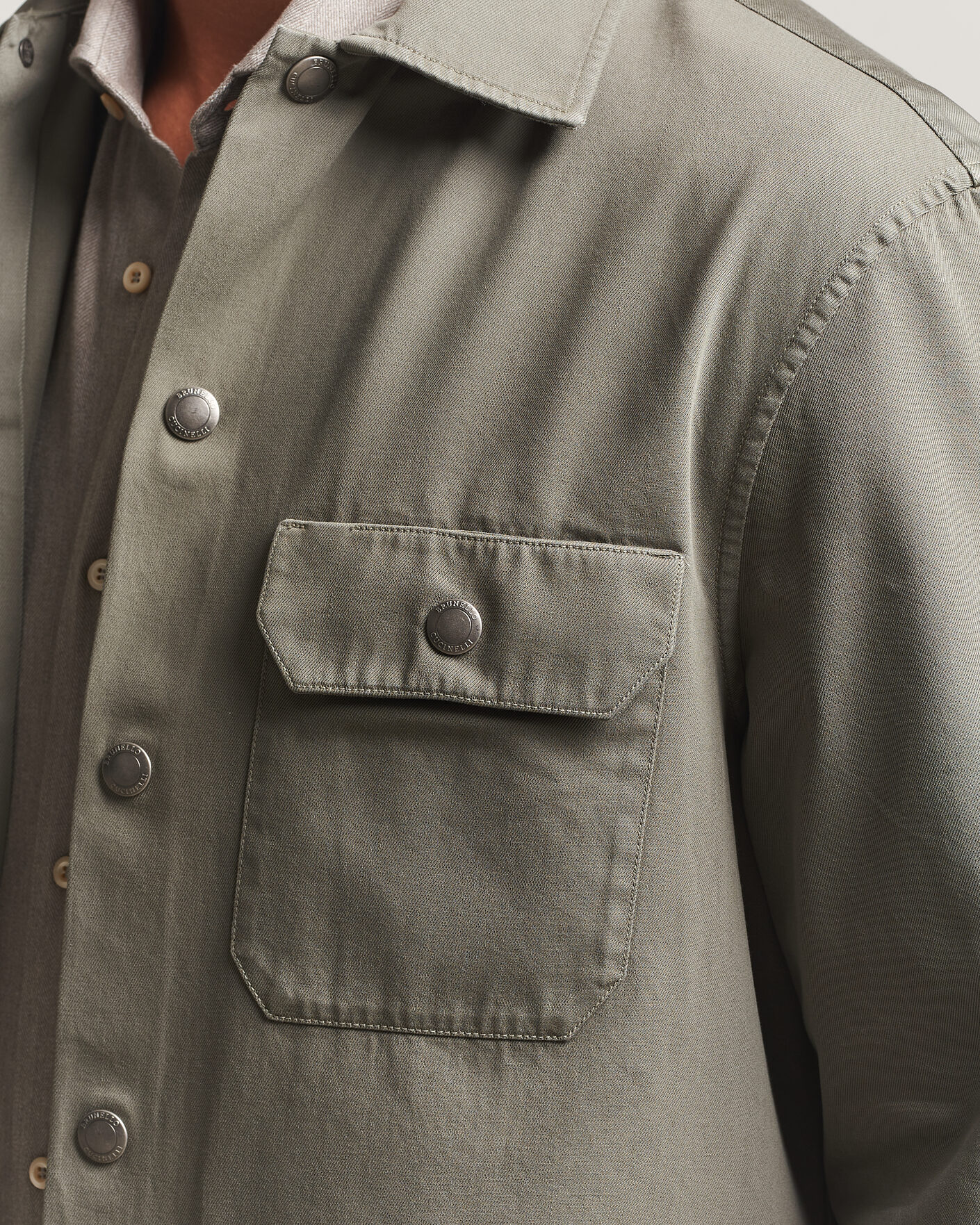 Herren | Hemden | Brunello Cucinelli | Twill Cotton Overshirt Olive