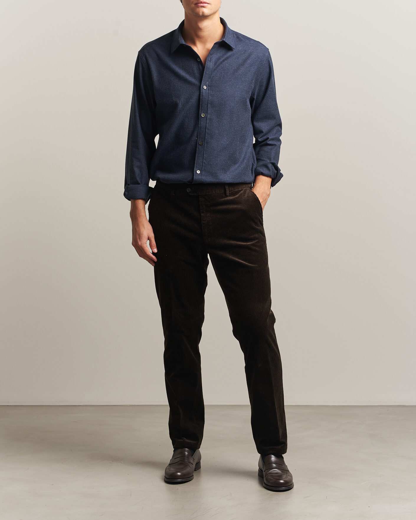 Herren | Hemden | Gant | Regular Fit Flannel Shirt Dark Navy Melange