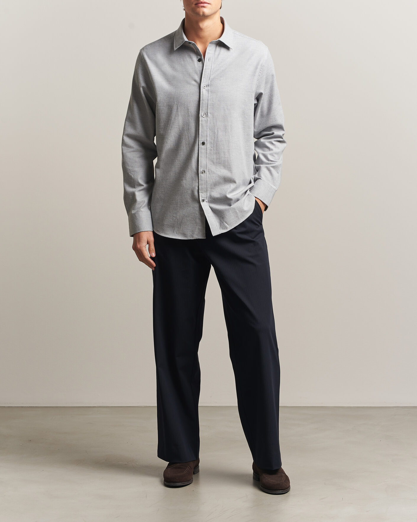 Herren | Hemden | Gant | Regular Fit Flannel Shirt Grey Melange
