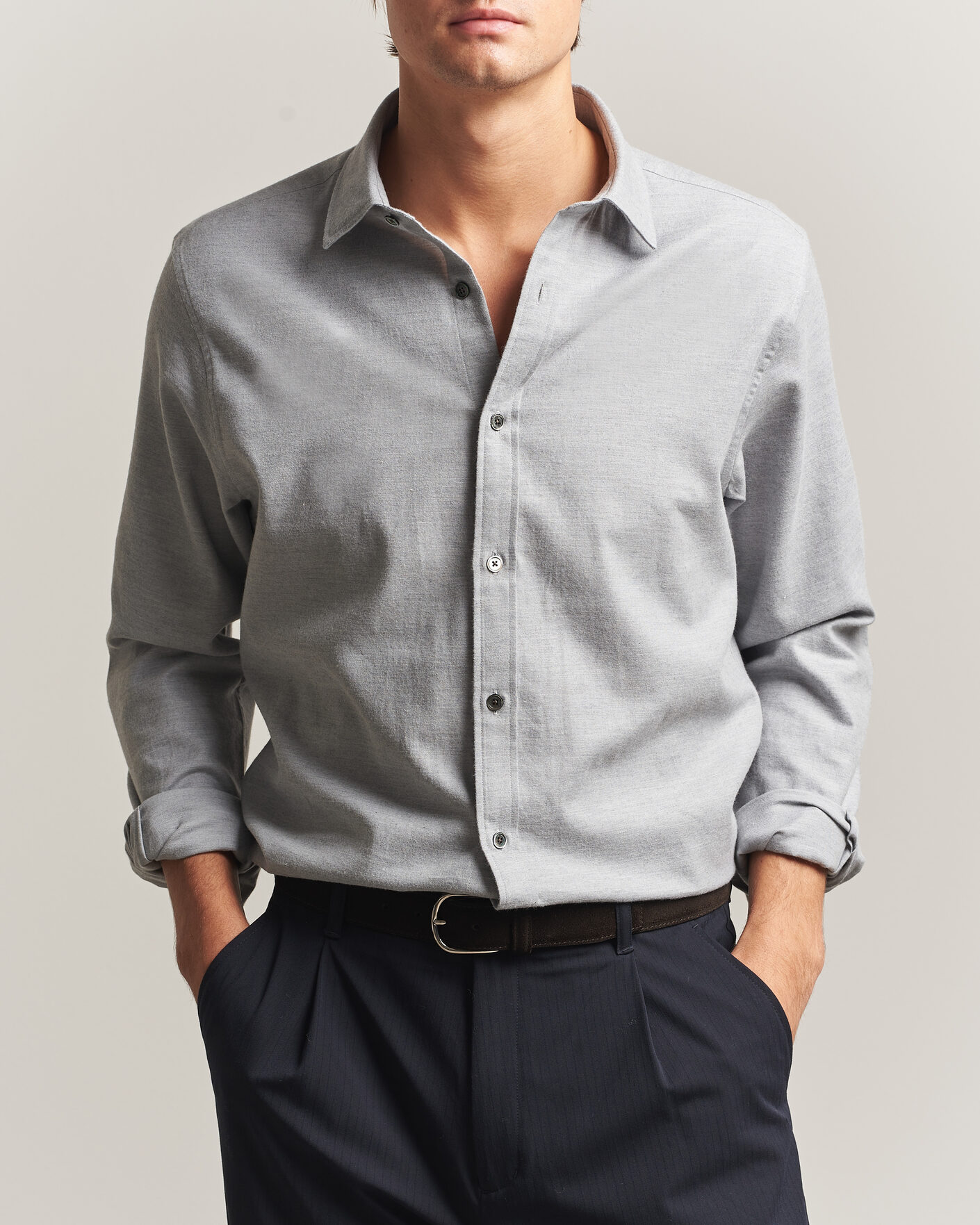 Herren | Hemden | Gant | Regular Fit Flannel Shirt Grey Melange