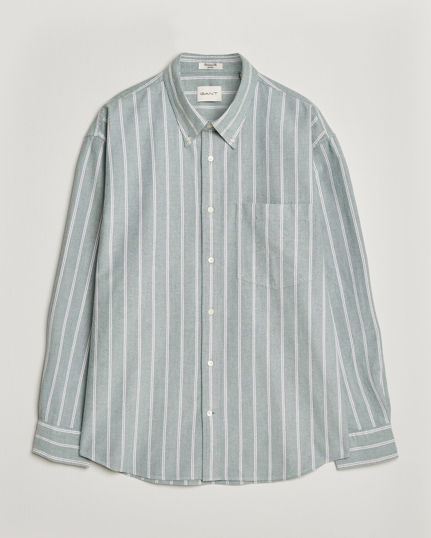 Herren | Hemden | Gant | Relaxed Fit Brushed Oxford Striped Shirt Dark Emerald