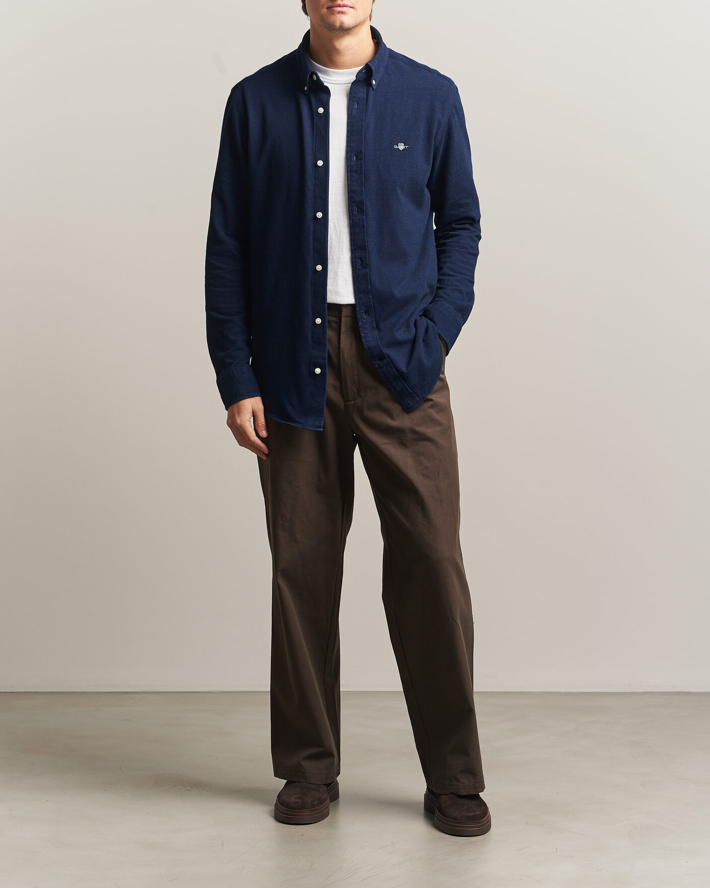 Herren | Hemden | Gant | Regular Fit Indigo Jersey Pique Shirt Dark Blue